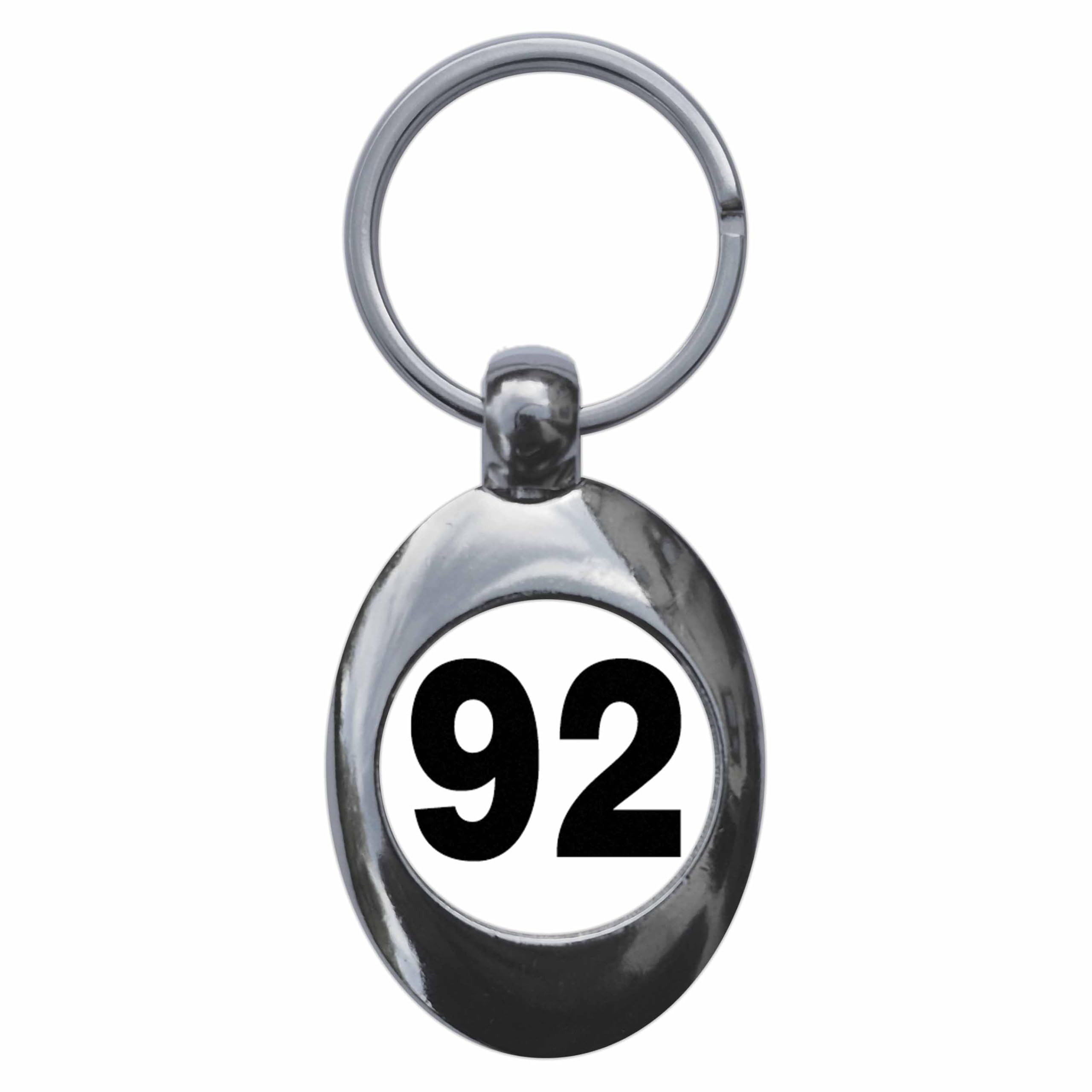 Ozorath Plain Number 92 Ninety Two Keyring Keychain Key Ring Chain With Trolley Coin