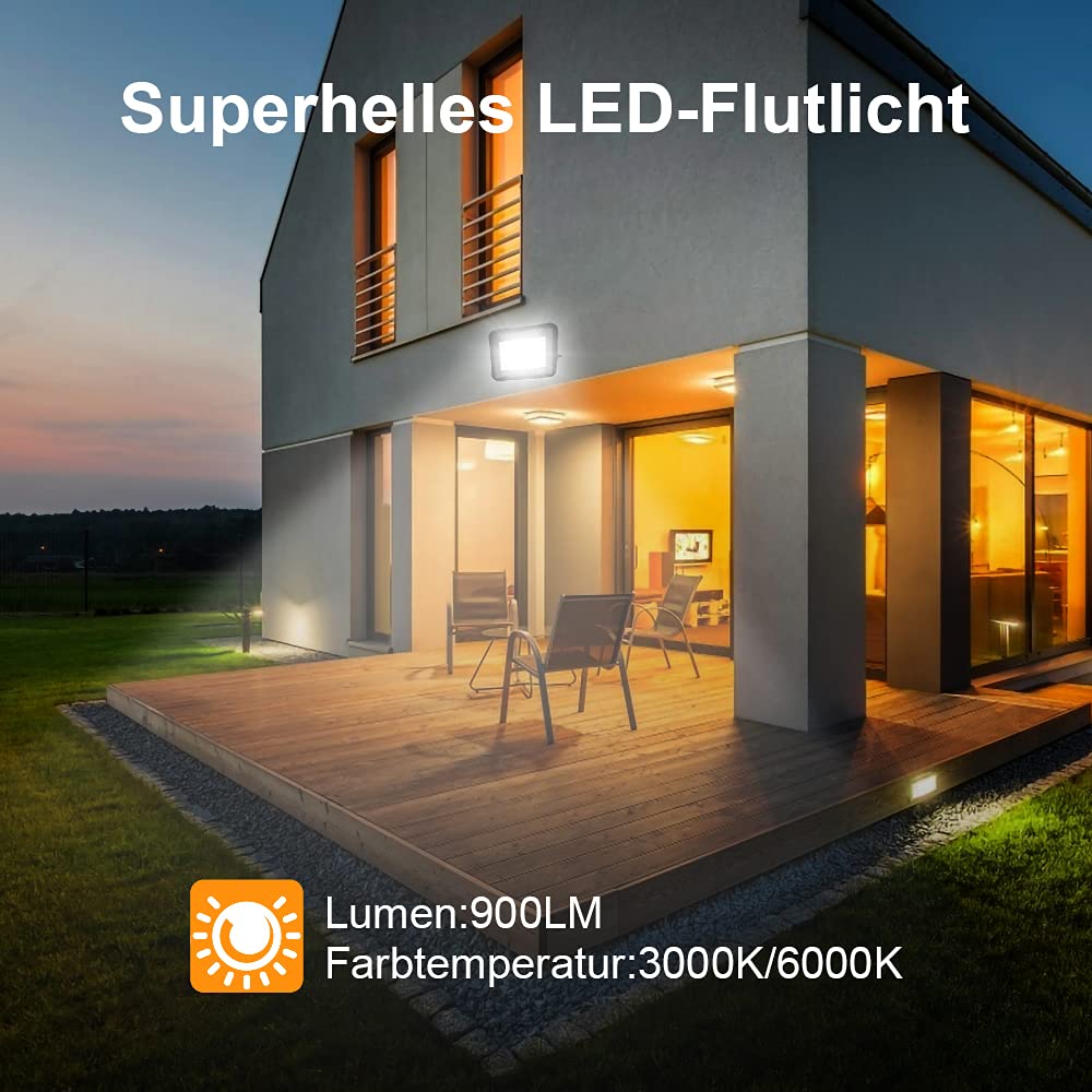 Lospitch Faretto LED da esterno 10X 10W, proiettore LED super luminoso 6000K bianco freddo, Spotlight LED impermeabile IP66, 900LM Faretto da esterno per officina, garage, giardino, cortili