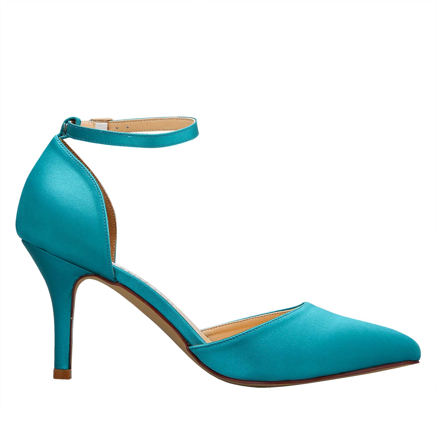 Snapklik.com : HC1811 Teal Green Heels Pointed Toe High Heels For Women  Sexy Ankle Strap Closed Toe Bridal Wedding Shoes Satin Evening Party Prom  Dress Shoes Pumps Turquoise US 10, image size:1500x1500