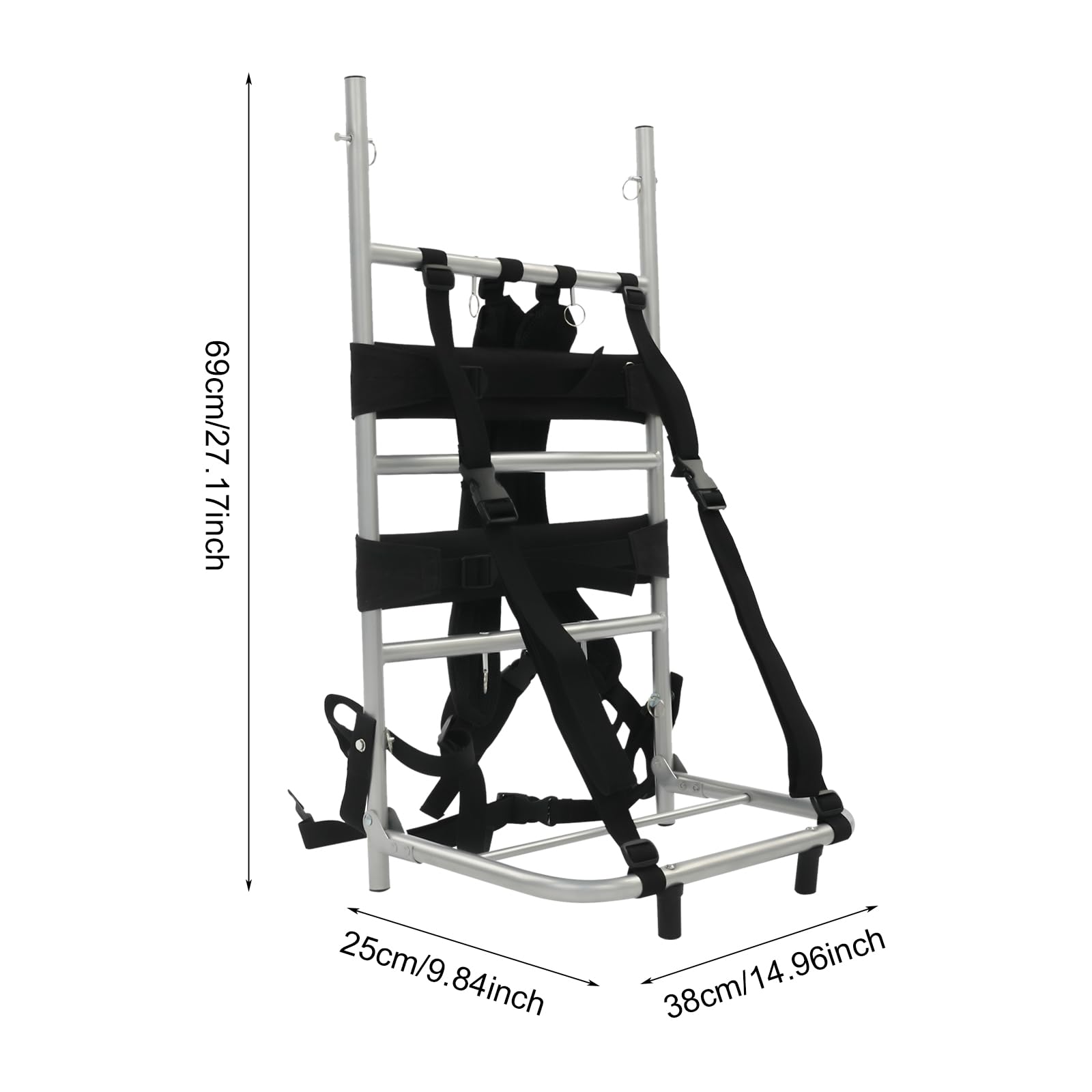 Telaio per zaino pesante (20 kg), robusto telaio pieghevole in alluminio e nylon, spallacci regolabili, ideale per trekking e attività all'aperto