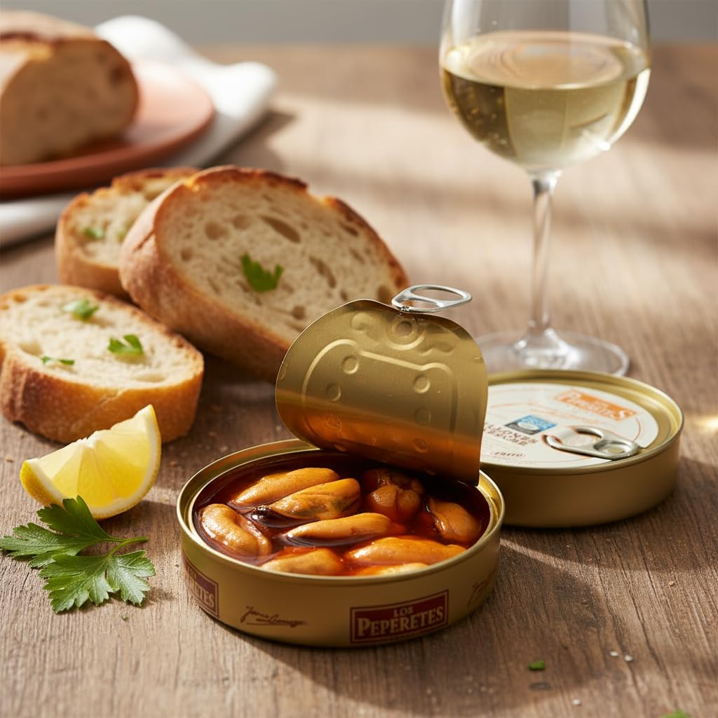LOS PEPERETES Mejillones en Escabeche 12-14 Piezas 120 g Mejillón Gallego Premium Conserva Gourmet