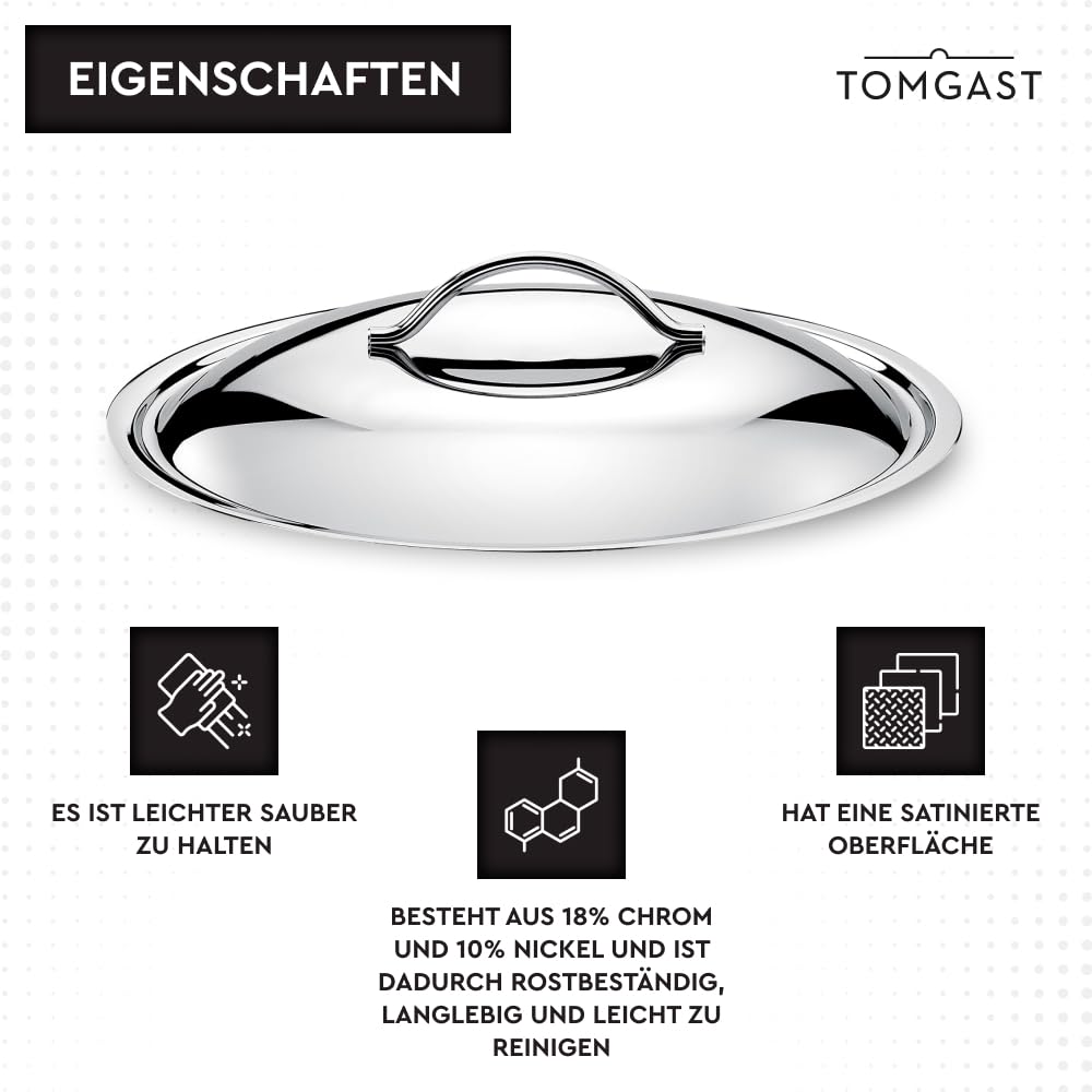 coperchio diametro 32 cm SILVER | acciaio inox 18/10 | lucidato a specchio | manico ergonomico | compatibile con le pentole Tomgast