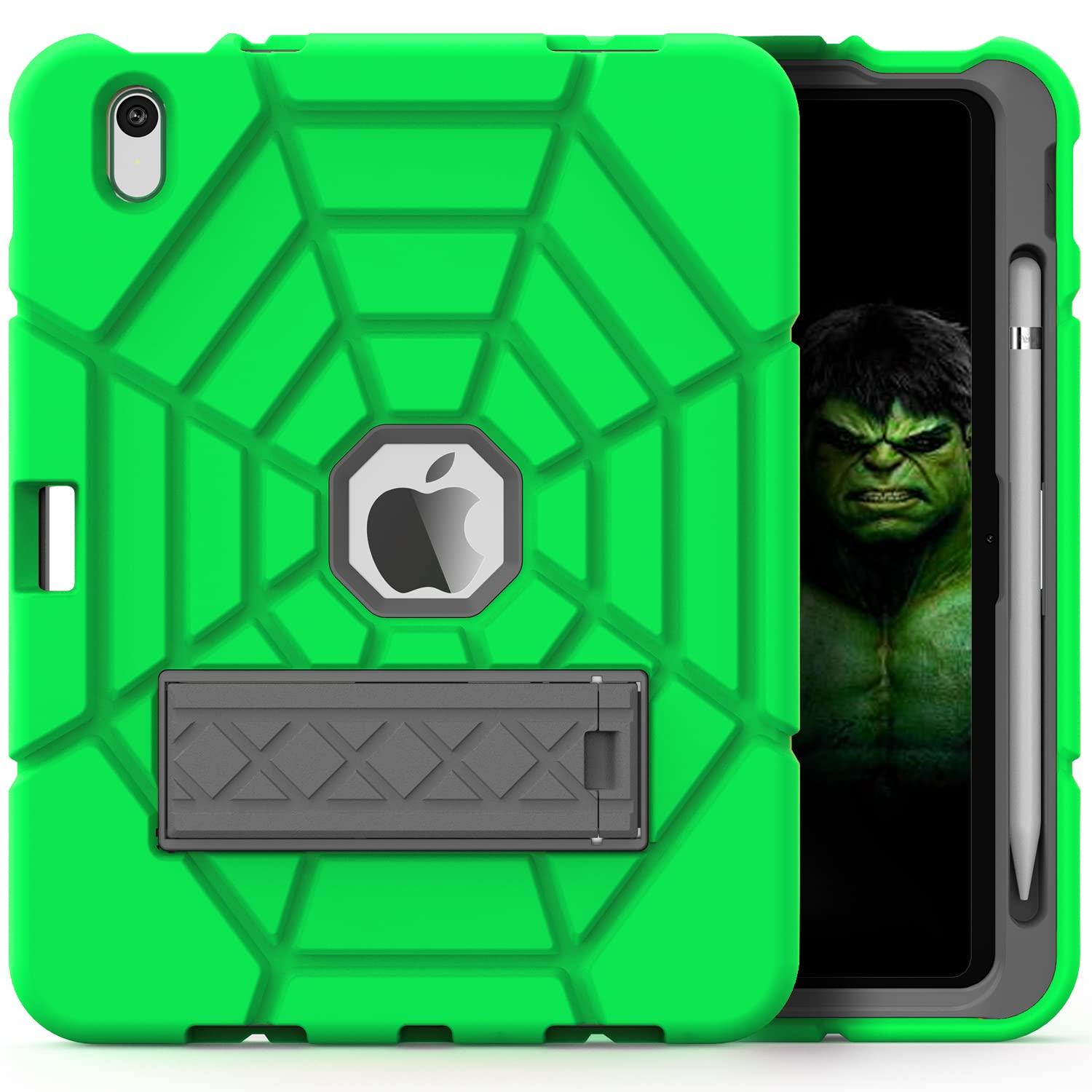 Grifobes Kids Case for iPad 10th Generation Case, for 2022 10.9 inch iPad 10 th Generation Case with Kickstand, Heavy Duty Shockproof Rugged 10.9" 10 Gen Cover for Kids Boy Children (Green+Gray)