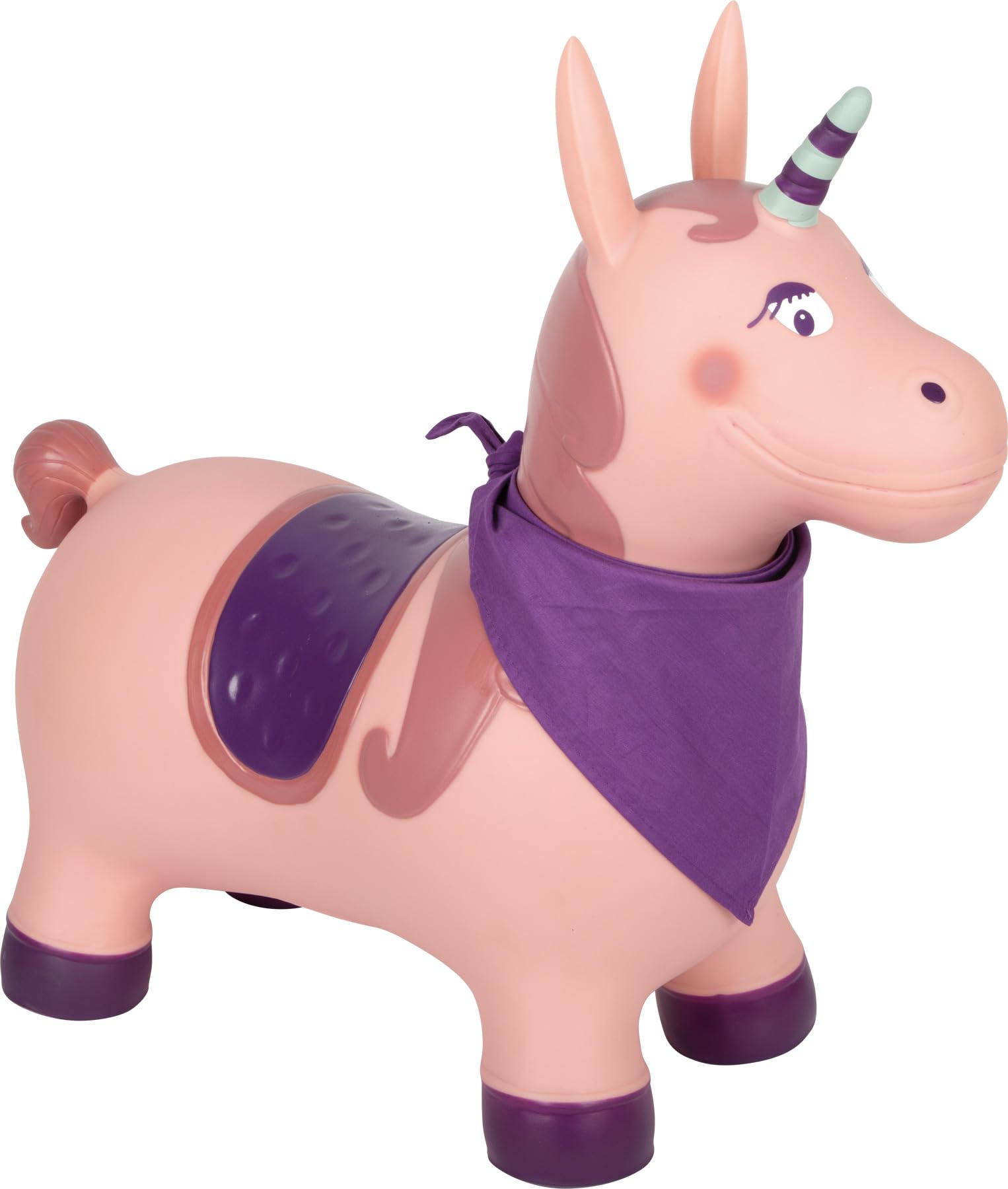 small Foot Hüpftier Einhorn, aufblasbares Hüpfspielzeug mit Halstuch und Luftpumpe, für drinnen und draußen, bis 50 kg, für Kinder ab 2 Jahren, 12786, Weiß