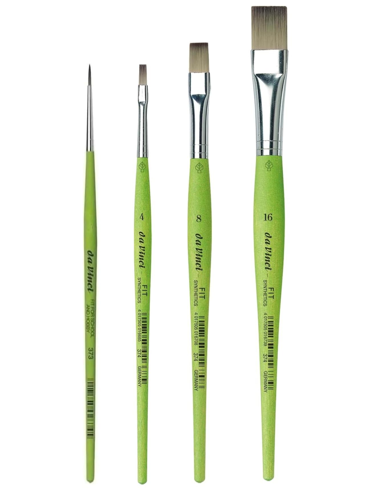 Serie 374 Pennello piatto sintetico 4, 8,16 et Davinci Serie 373 Pennello rotondo sintetico