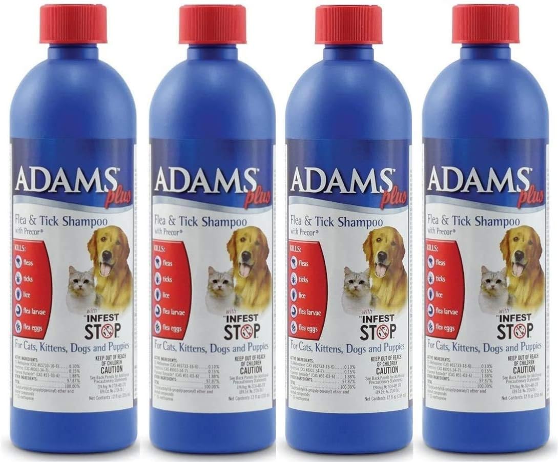 Amazon.com : Adams Plus Flea & Tick Shampoo 12 oz - Pack of 4 : Pet