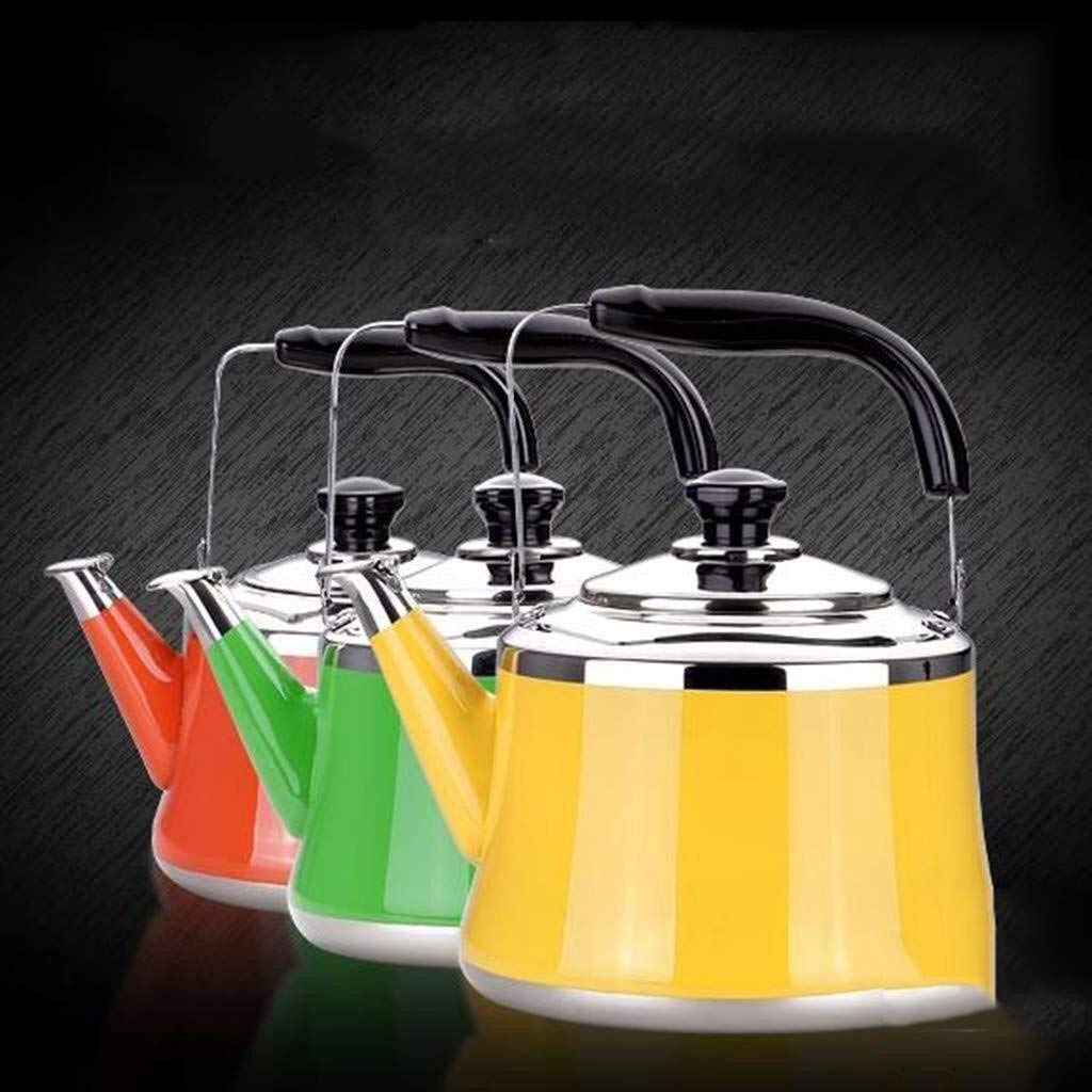 Hervidor de gas silbante de acero inoxidable 304 ligero de inducción con caño tradicional retro para cocina o cocina, cafetera, tetera, naranja, 6 L