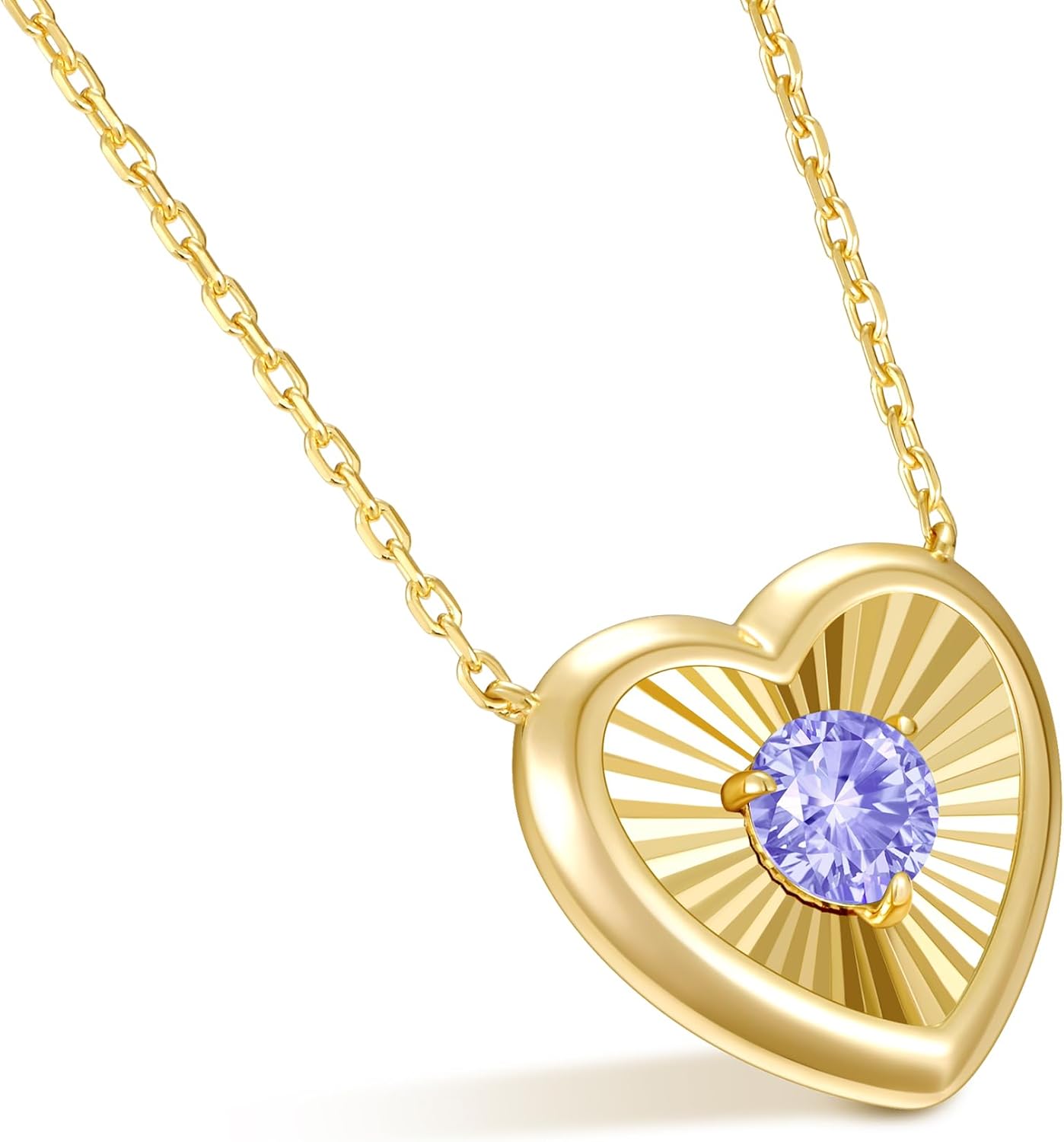 Kstyle 14K Gold Heart Pendant Necklace for Women - Birthstone for Birthday/Valentine's Day Gift, Non Tarnish Statement Jewelry for Wife/Girlfriend/Mom/Daughter (925 Sterling Silver Base)