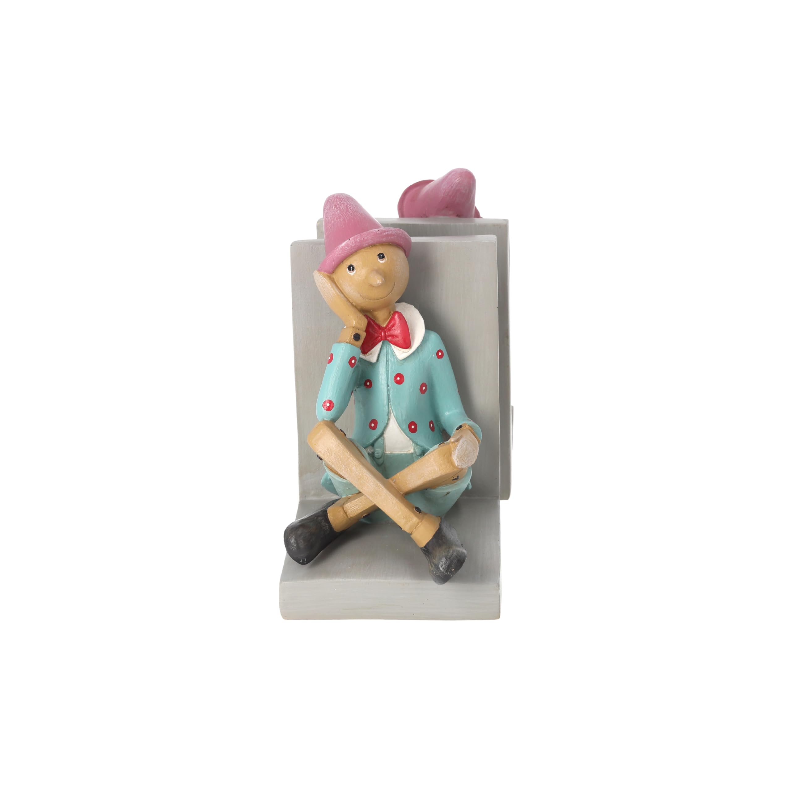KEYHOMESTORE | Coppia di Fermalibri con Pinocchio in Resina, Decorazione Unica per Librerie e Scrivanie (19x13x18cm), in Resina di Alta Qualità - Made in Italy