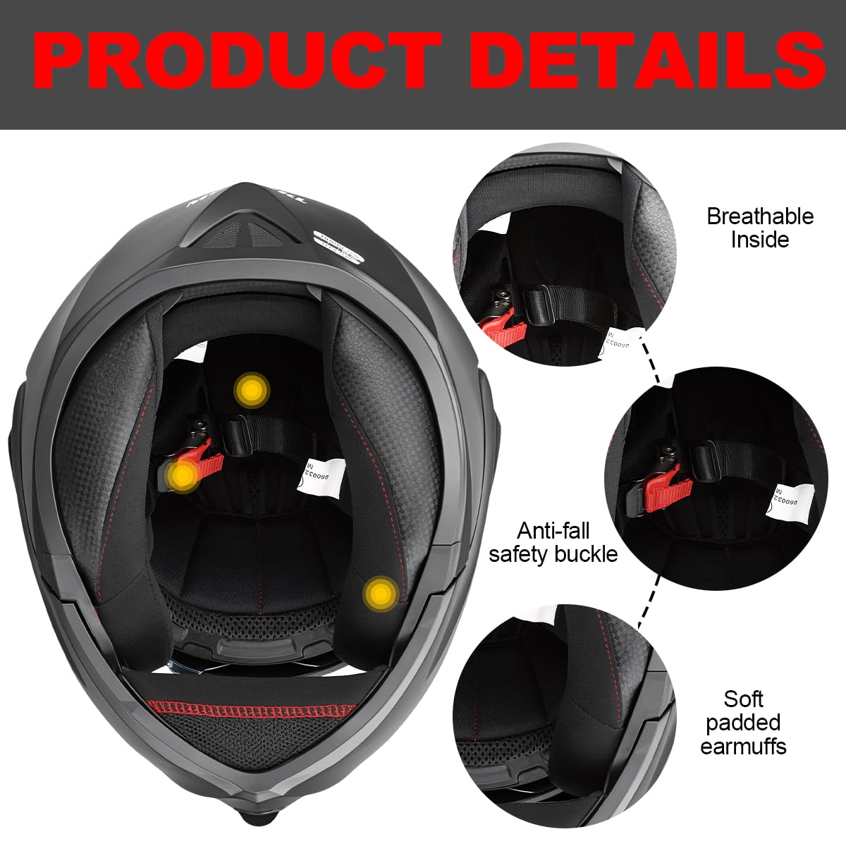 klapphelm Motorrad | Motorradhelm für Herren & Damen | Integralhelm Herren | Flip-Up Helm Motorrad | Mit verstärktem Kinnschutz Doppelvisier | ECE 22.06 Zertifizierung | Größe S–XL