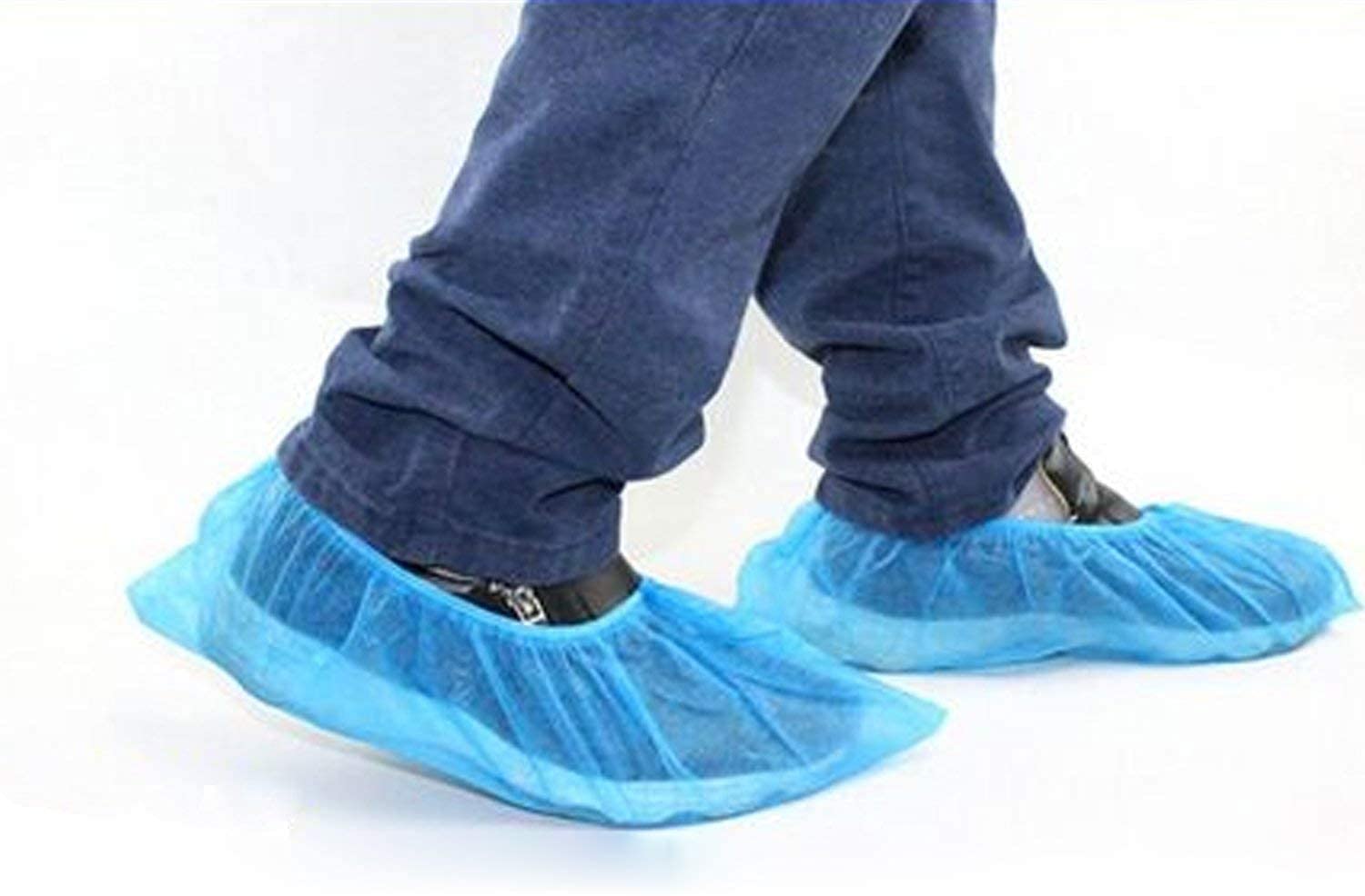 Lot de 2000 Sur-chaussures jetables taille unique antidérapante : Couvre chaussures, chausson jetables gaufrées Couleur bleu qualité médicale