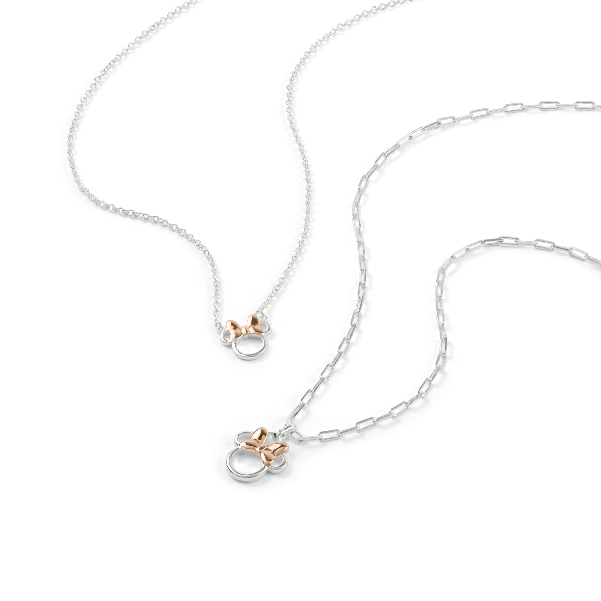 Disney Minnie Mouse - Juego de Collar para Madre e Hija, Talla única, Latón, con Piedras Preciosas