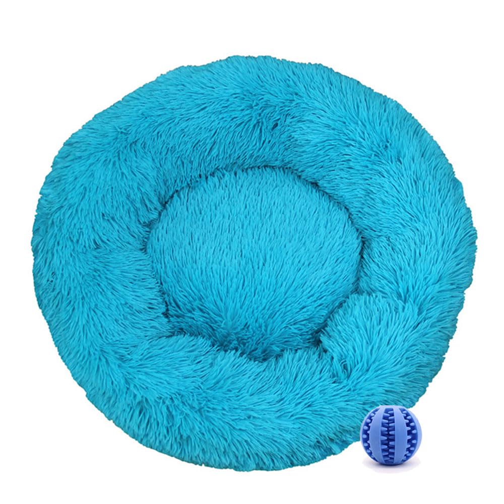 DOTBUY-SHOP Dog Bed Washable, Soft Comfy Cat Bed Felt Donut Dog Bed, Pet Bed With Slip-Resistant Bottom, Orthopedic Dog Beds Gift for Small Dogs and Cats (60CM,Sky blue)