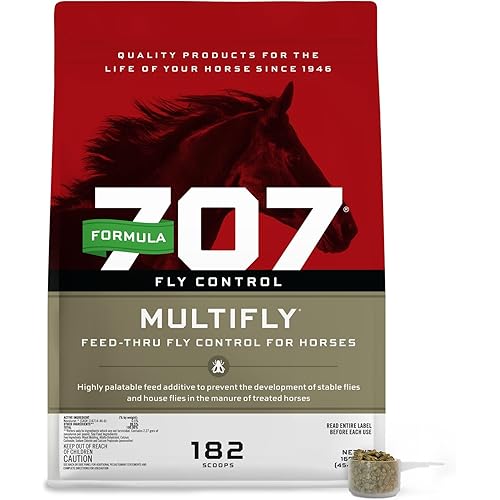 Formula 707 MultiFly Feed-Thru Fly Control Pellets for Horses - Palatable & Safe Fly Population Reduction (10 lb Bag - 182 Servings)