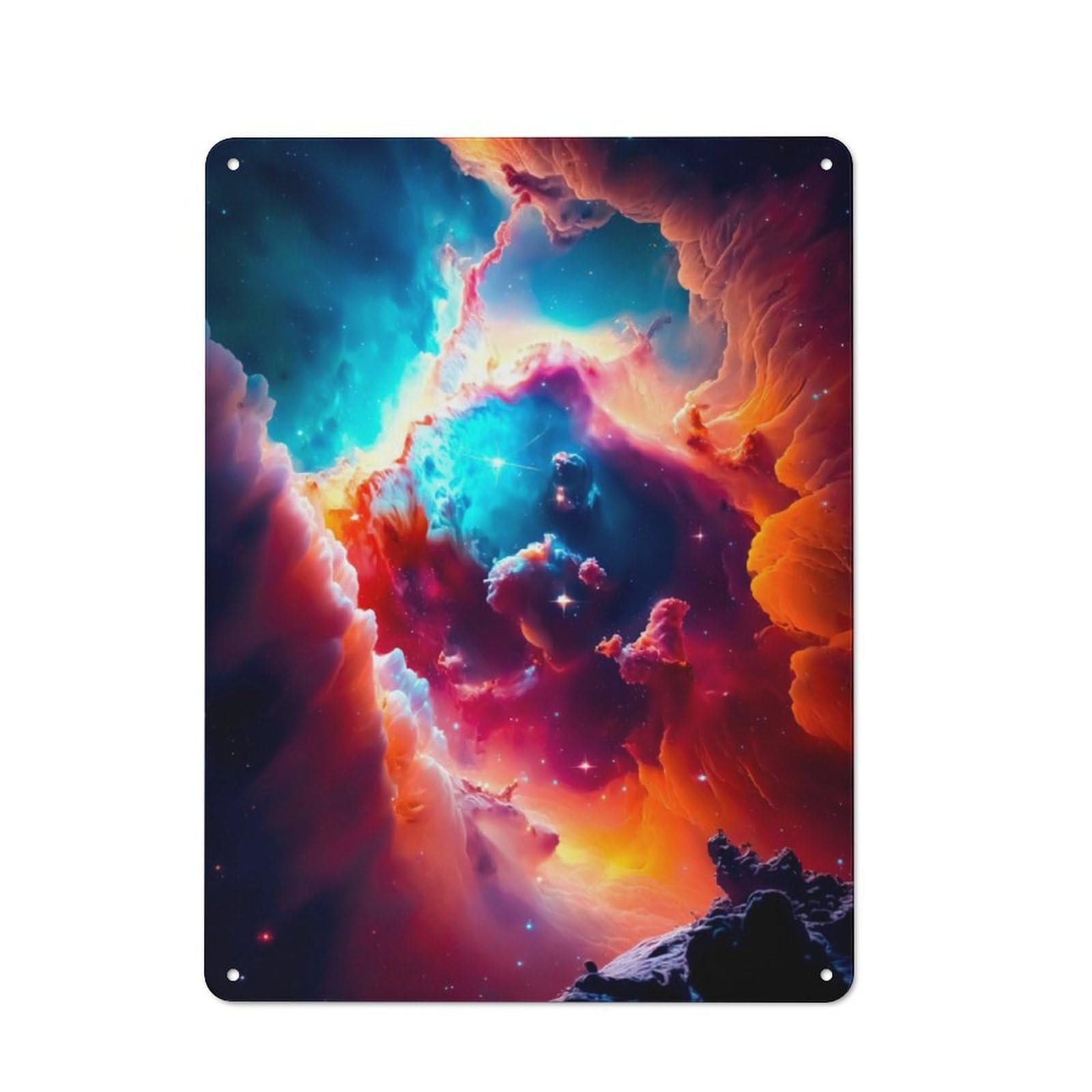 Junmoney Colorful Nebula Retro Metal Plaque 40X30cm For Garage Or Workshop, Housewarming Wall Decor For People Furnishing Garage And Workshop