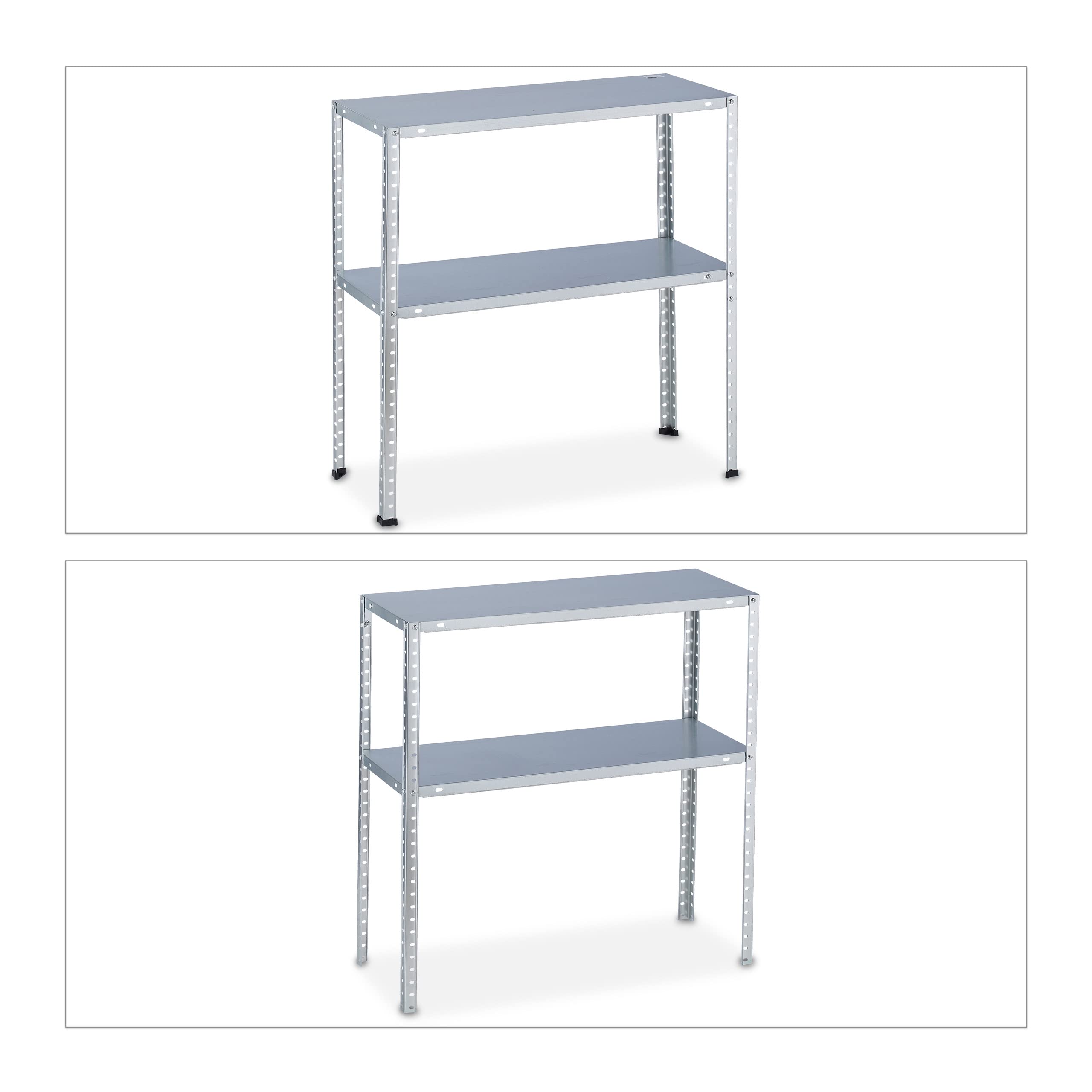 Relaxdays Schwerlastregal, Traglast: 200 kg, 4 Ebenen, HxBxT: 150 x 75 x 30 cm, Keller & Garage, Stahl, verzinkt, Silber