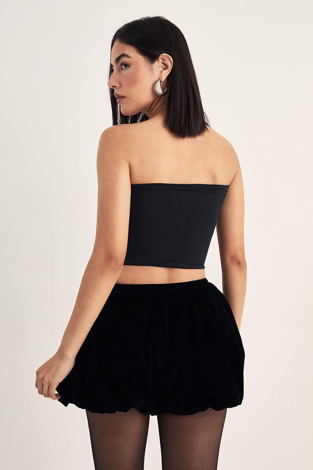Nasty Gal Velvet Bubble Hem Shorts