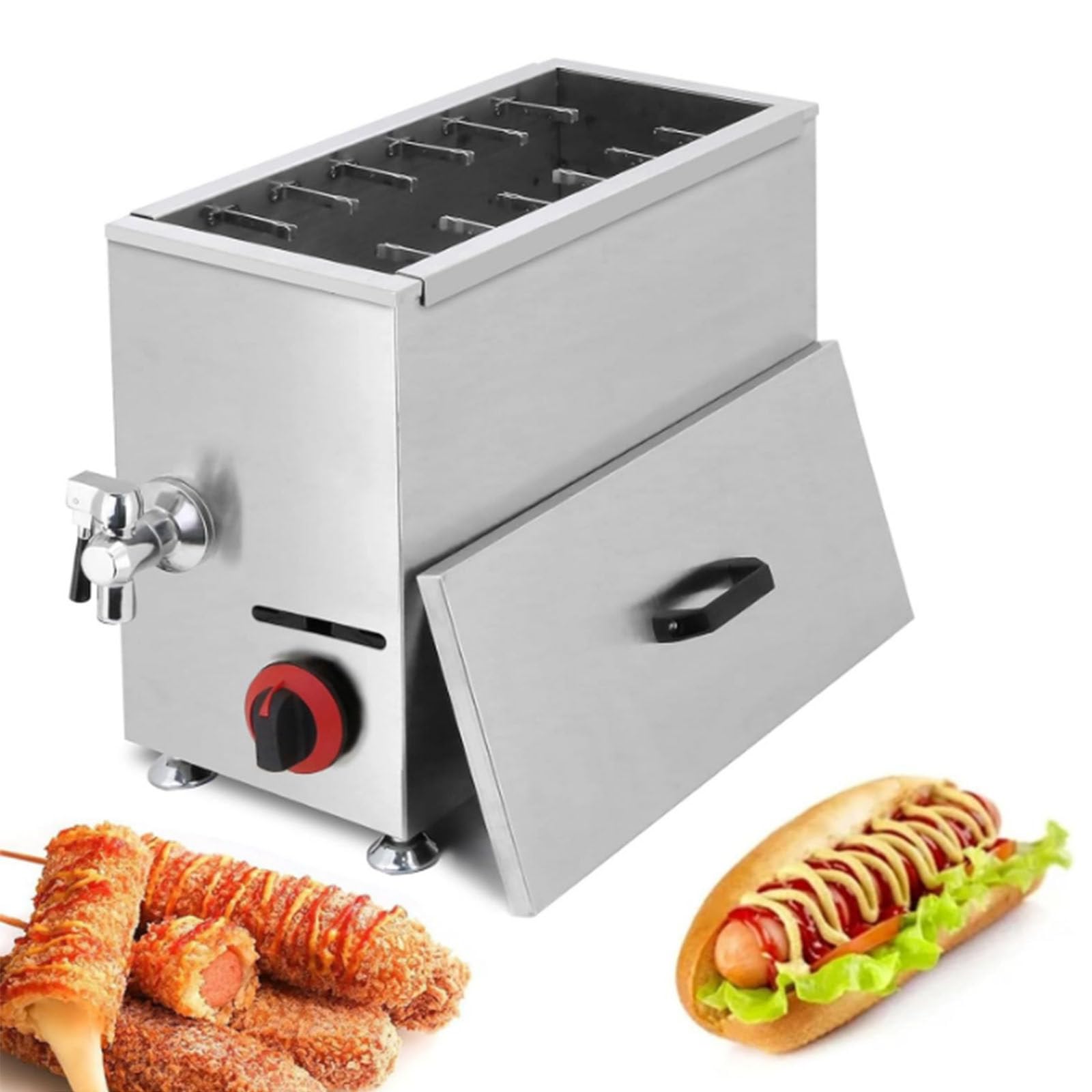 Friggitrice per hot dog di mais, friggitrice per hot dog da 21 l, adatta per snack Street, panetteria, bar