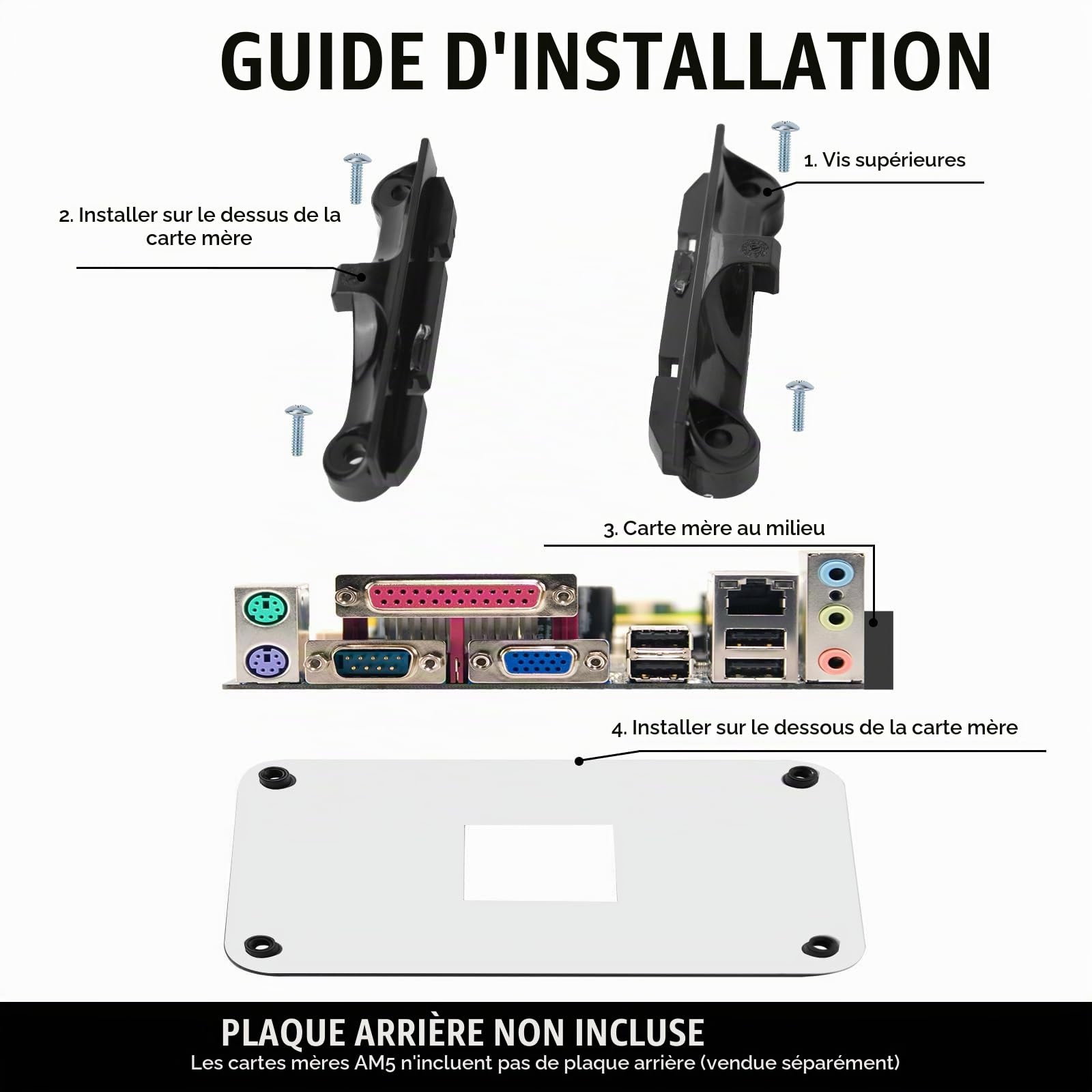 4pcs Supports de Ventilateur pour Processeur AMD AM5, en Plastique Support de Processeur Carte Mère Avec Vis pour AMD AM5/AM4