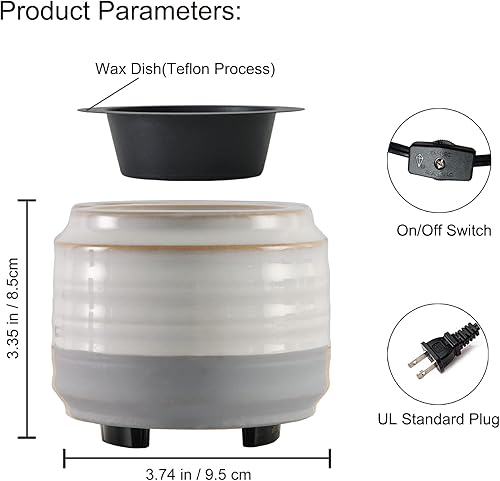 Miniatura 2 de mocosa Calentador de cera de cerámica para derretimiento, calentador de cera de vela 2 en 1, calentador de fragancia para cubos de cera, derretidor
