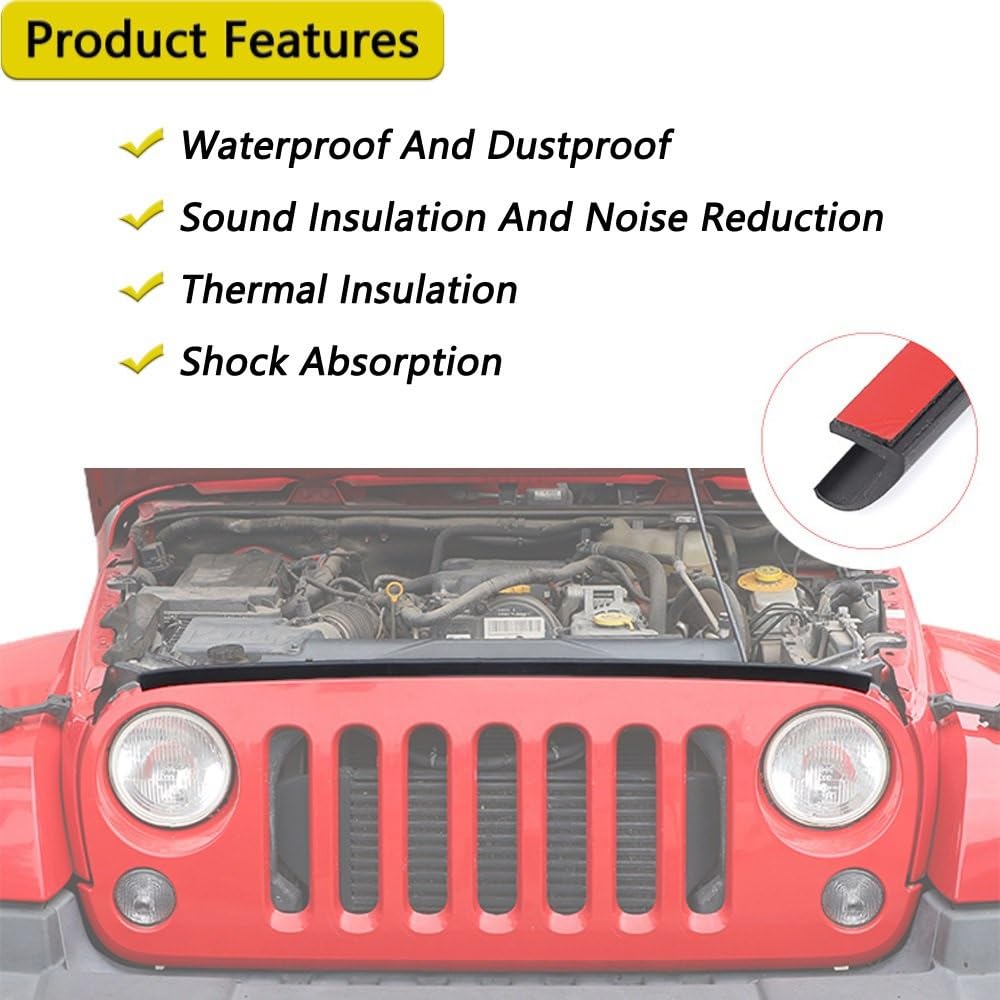 Gumowa uszczelka do szyby Pasuje do Wrangler JK 2007-2017 akcesoria zewnętrzne samochodu uszczelka maski przedni grill zderzaka pasek gumowy dekoracyjna pokrywa