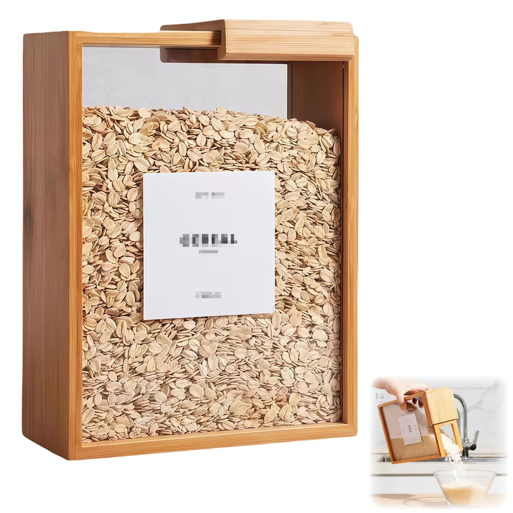 Lebensmittelspender aus Holz für die Küchenorganisation, große Kapazität, Aufbewahrungsbehälter für Müsli, Reis, Nudeln, Mehl und mehr