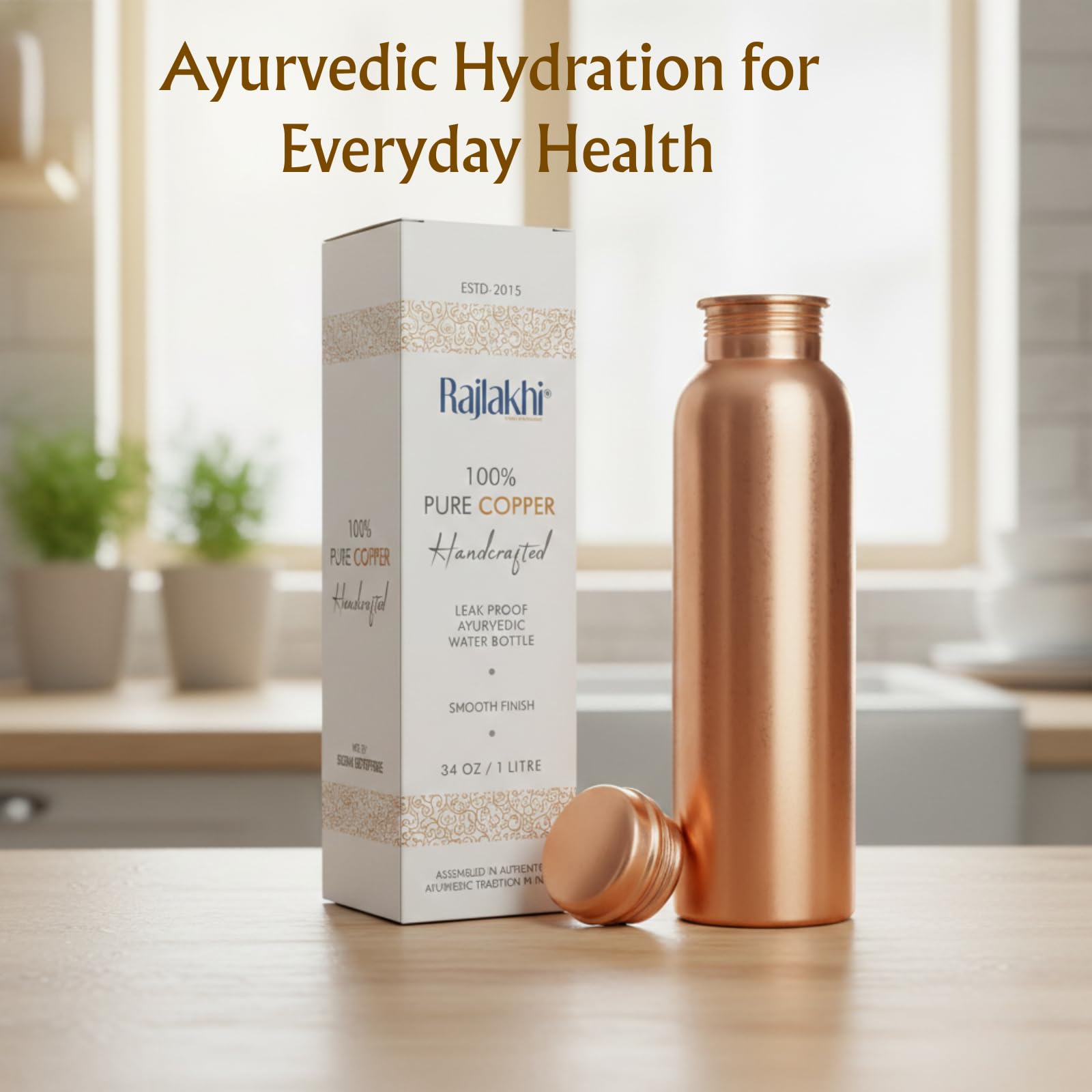 Pure Copper Water Bottle - 1L Ayurvedic Bottle -5 Pure Copper Water Bottle - 1L Ayurvedic Bottle -5