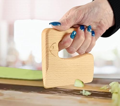 Miniatura 7 de HOME-X Cuchillo de seguridad de madera pequeño para niños cuchillo seguro para cocina real cuchillo de cocina de madera bonitos utensilios de cocina