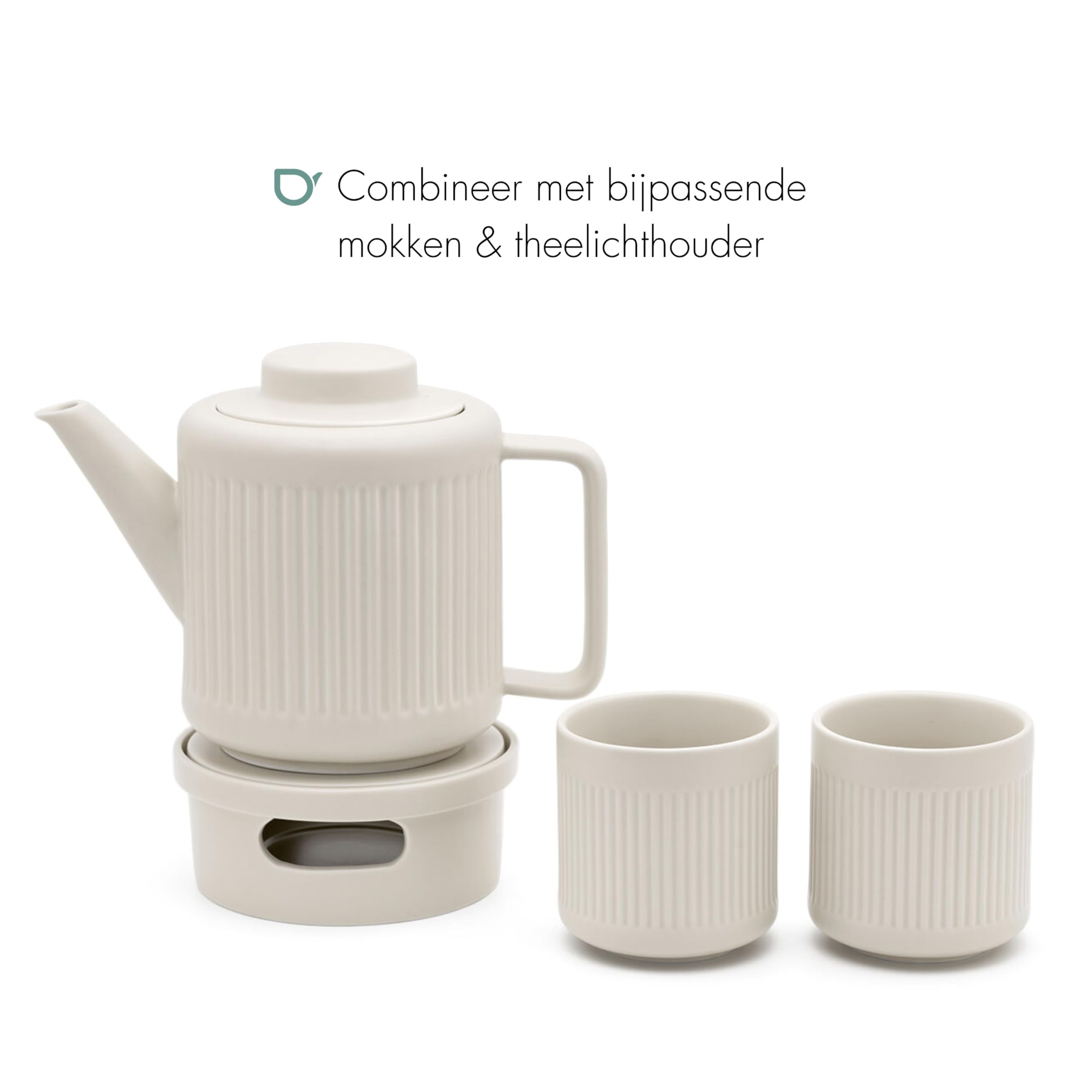 Bredemeijer Tetera de porcelana blanca de 1,2 litros con filtro de té de acero inoxidable, colador para tipos de té sueltos, apta para lavavajillas