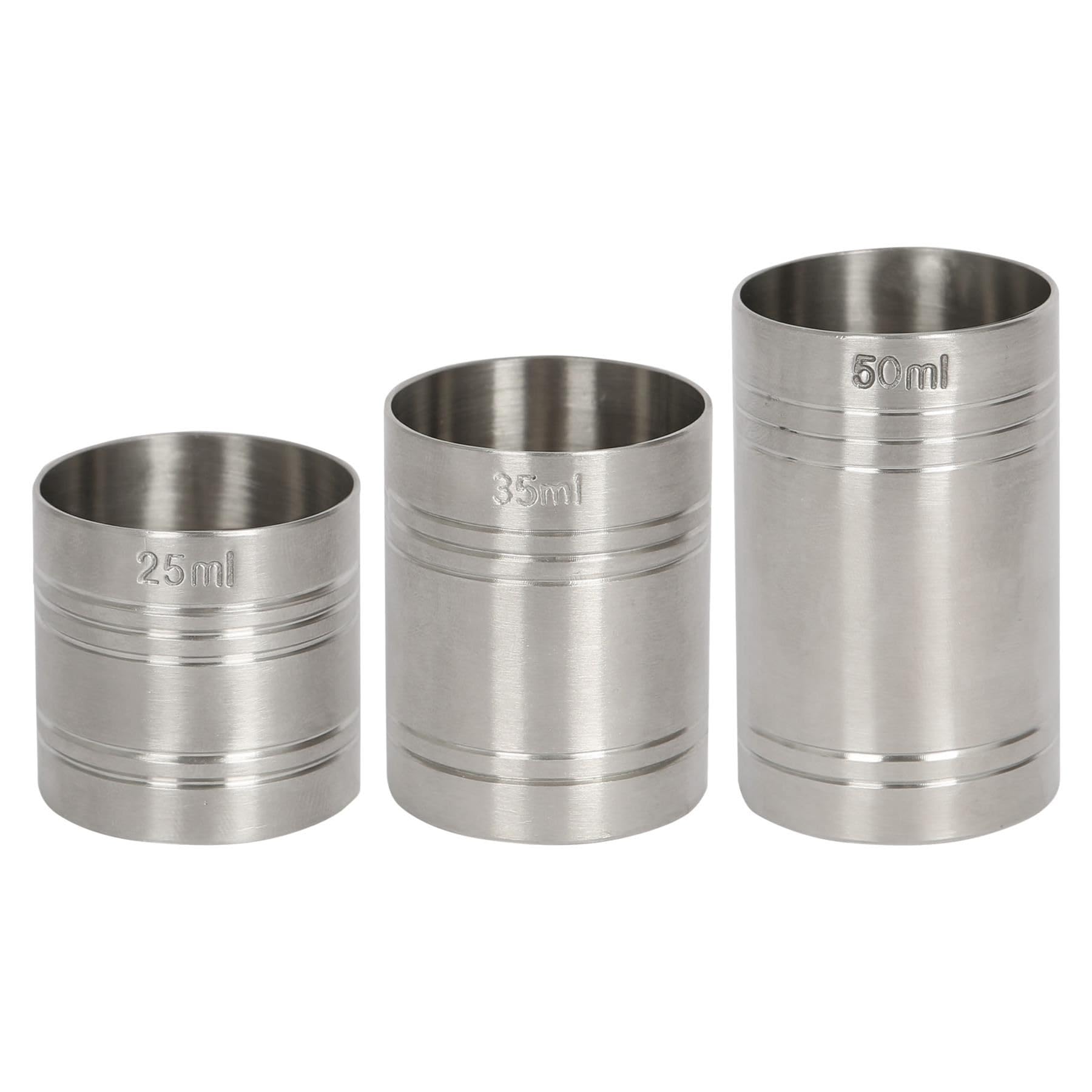 Rink Drink Stainless Steel Thimble Measure Set - 25/35/50ml - Silver