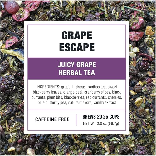 Image of Tiesta Tea - Grape Escape, Loose Leaf, Juicy Grape Herbal Tea, Non-Caffeinated Fruit Blend, Makes Hot or Iced Up to 25 Cups, 2oz Resealable Pouch