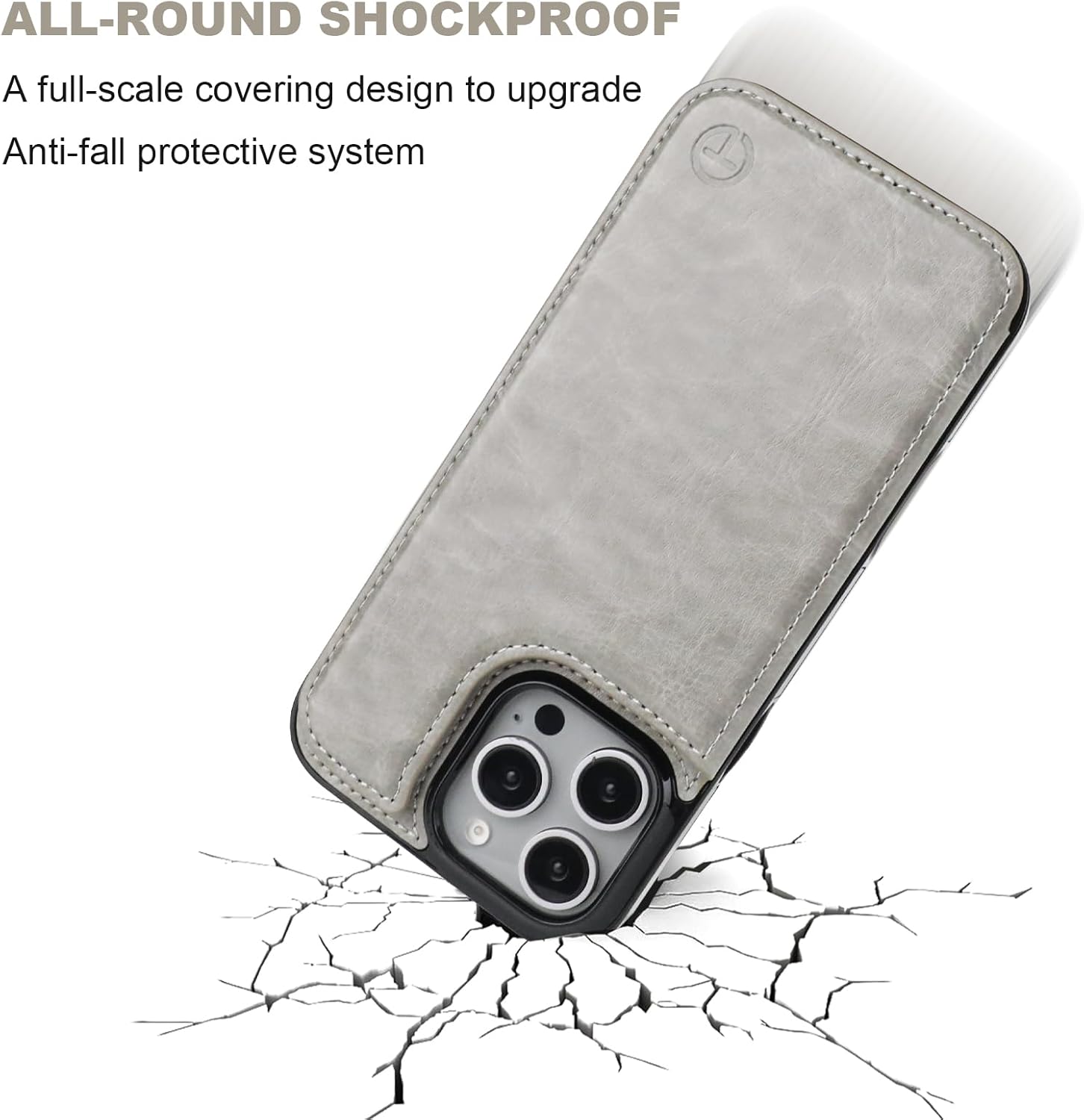 ONETOP Compatible with Magsafe for iPhone 16 Pro Max Wallet Case with Card Holder, PU Leather Kickstand RFID Blocking Case, Double Magnetic Clasp and Durable Shockproof Cover 6.9 Inch (Grey)