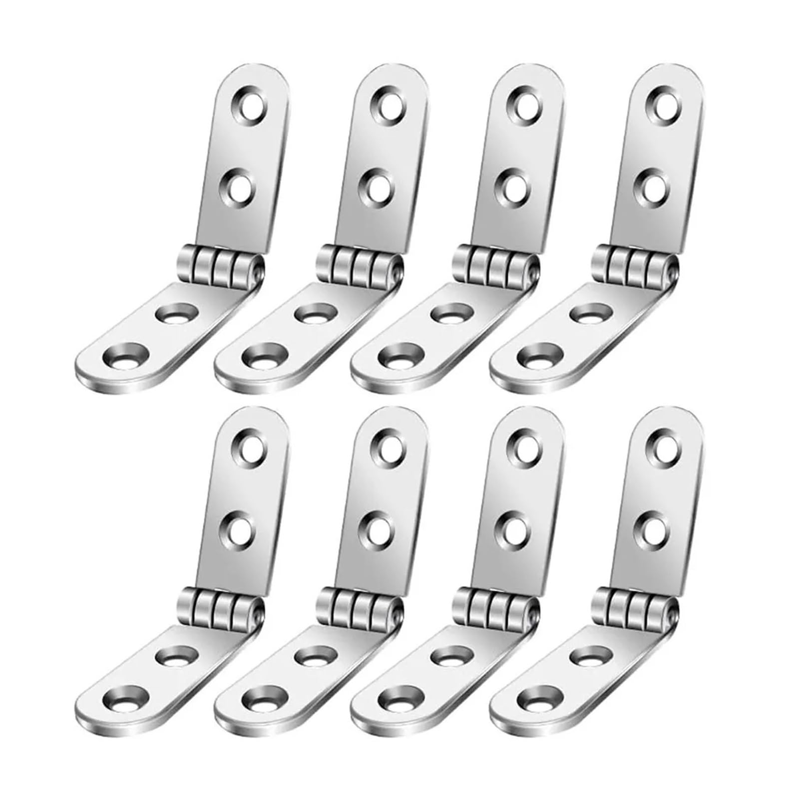 8Pcs 270 Degree Foldable Hinge Excluding Screws Furniture Hardware Accessories Flap Screw-On Hinges Silver Metal for Folding Furniture