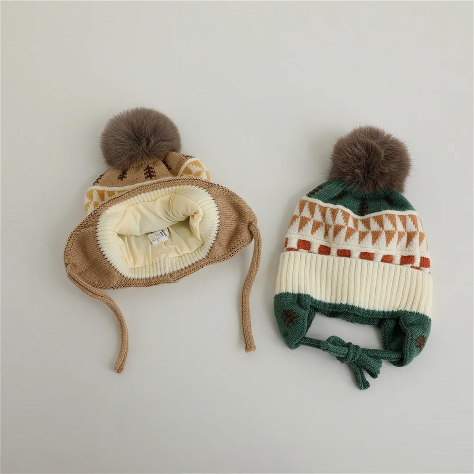 Cute Kids Knit Hat Autumn Winter Warm Kids Ear Protection Caps for Girls Boys Beanie Cap Soft Kids Bonnet Caps(E)