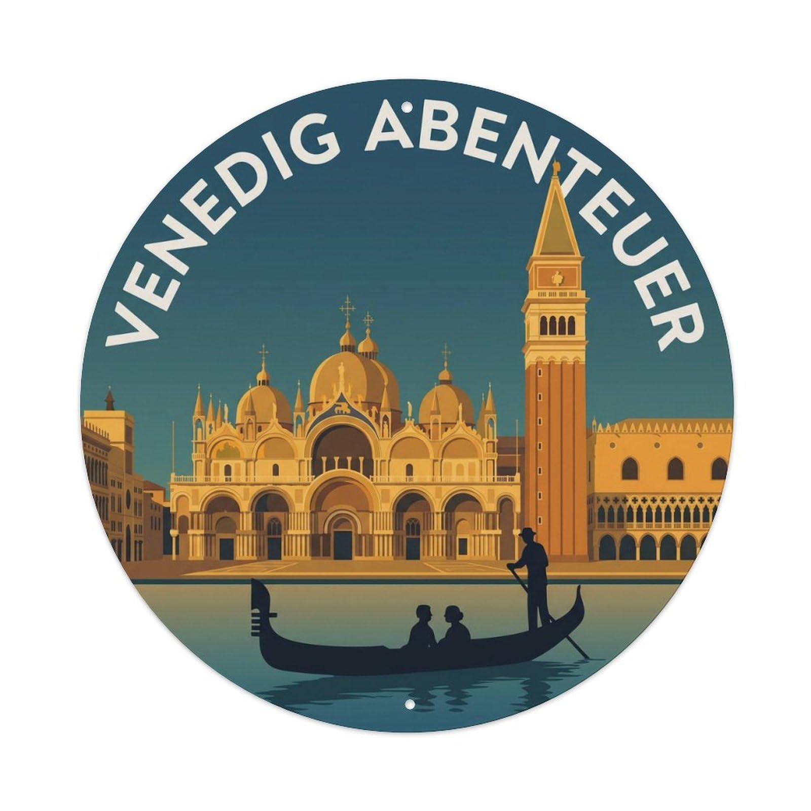 Vintage Travel Venice Square Wanderlust Metal Tin Sign Plaque