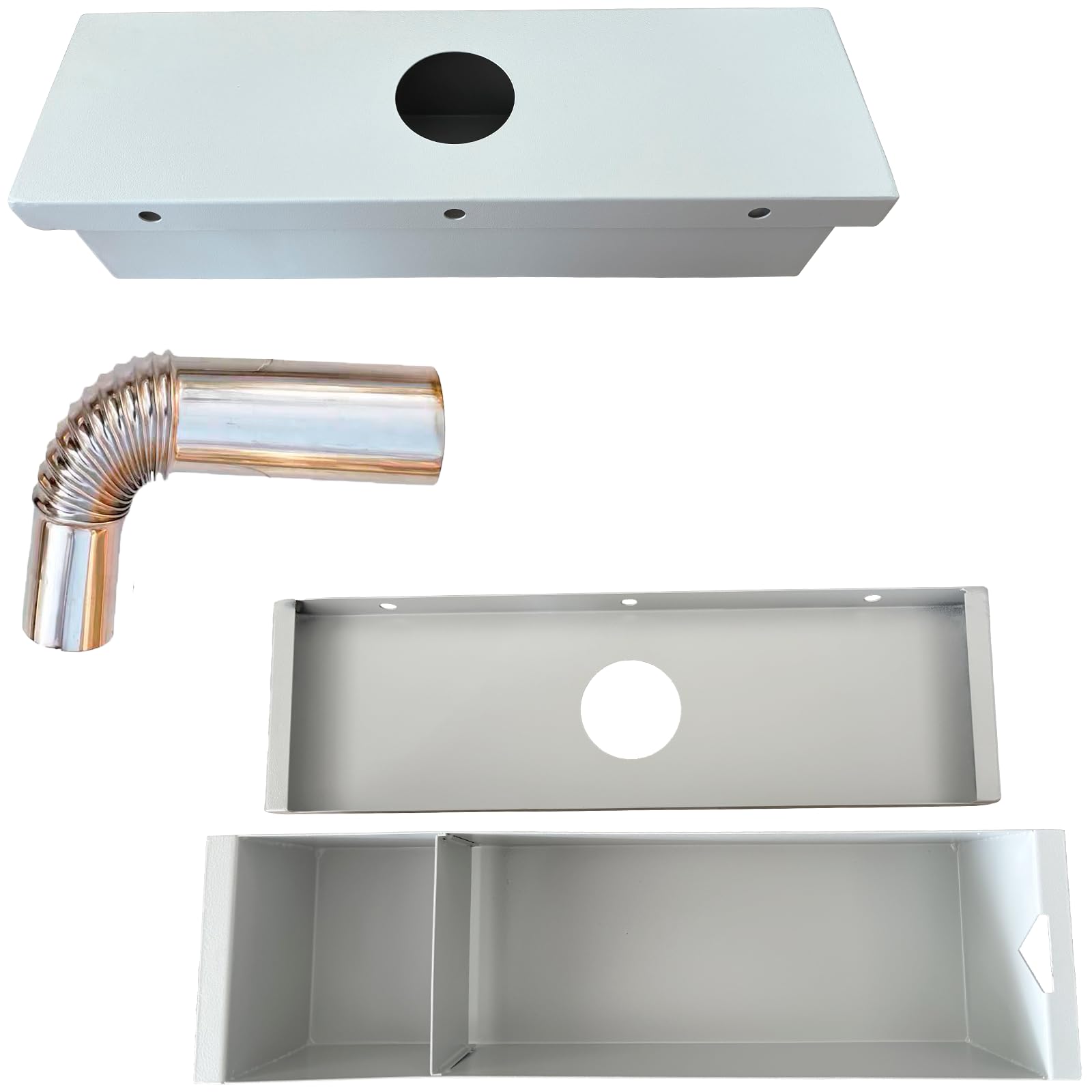 JunSenx Restaurant Canopy Hood Exhaust Fan Grease Box with Downspout – Aluminized Metal Hood Accessory industrial hood grease catcher