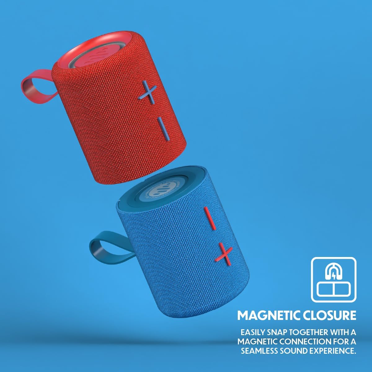 Stromberg - Twin 2-in-1 Mini Portable Bluetooth Speaker, 10W Power (5W per Speaker), 10-Hour Playtime, Sky Blue and Red - Image 2