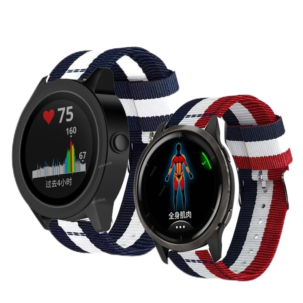 Bracelet montre Garmin Vivoactive 4 nylon rayé BIK interchangeable