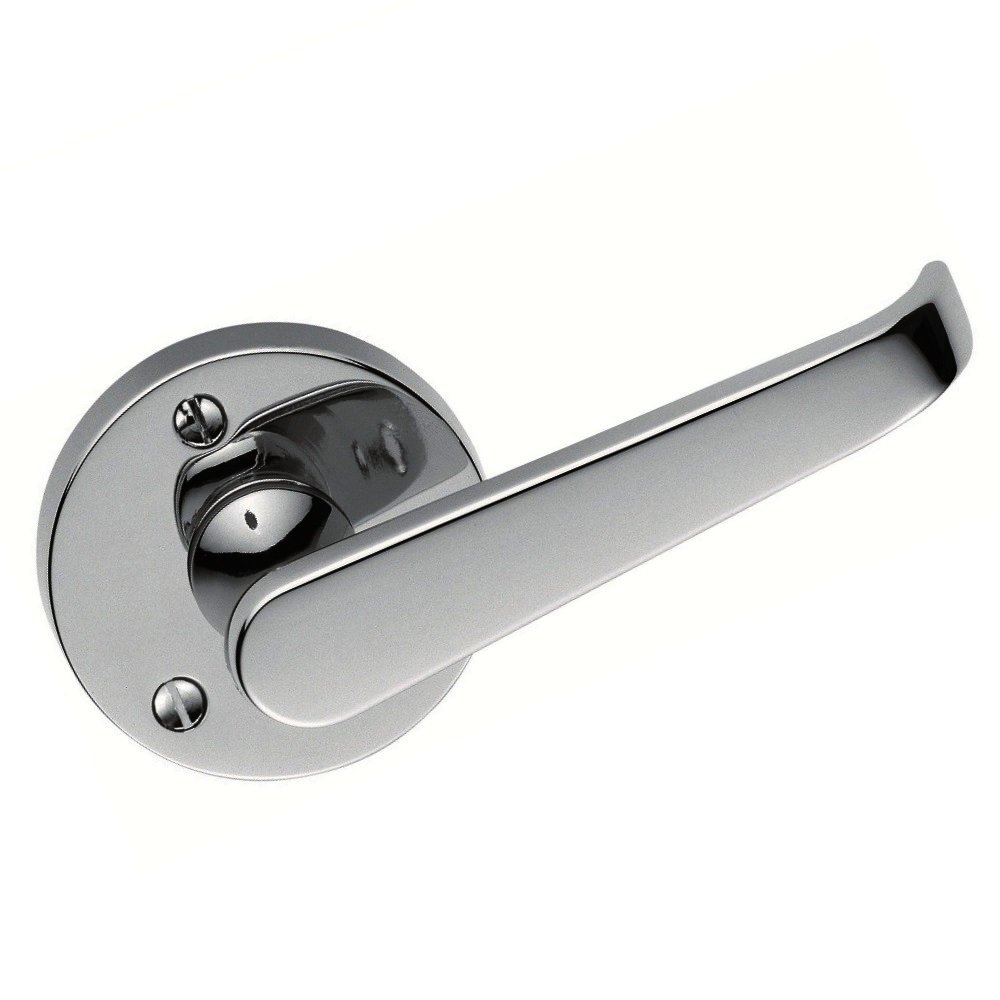 Euroart Chrome,Rose Lever On Round Rose Victorian Door Handle In Polish Chrome From