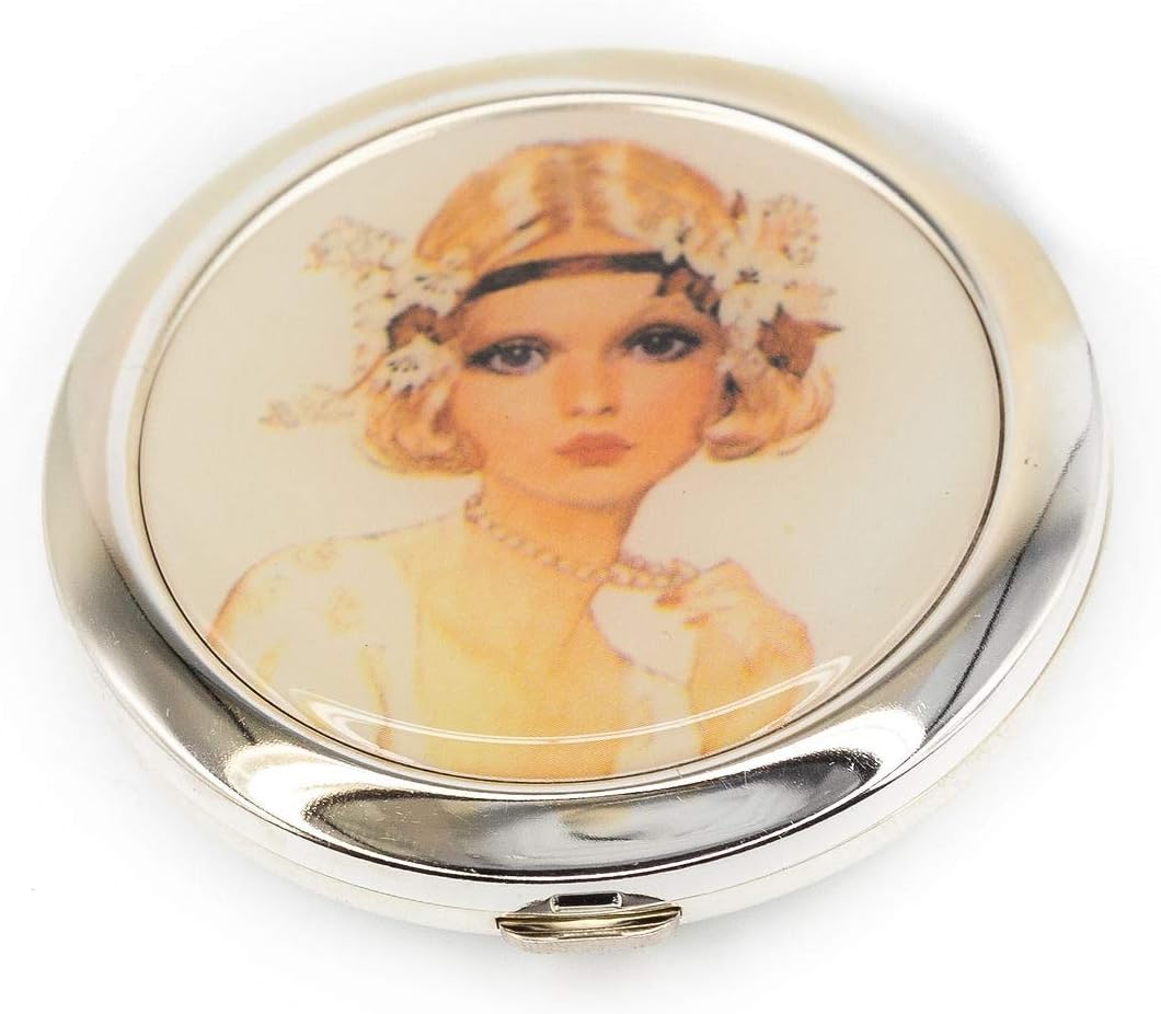Ladies Compact Mirror, Small Elegant Collectible Pocket Mirrors for Your Purse - Perfect for Travel - 3X/1X Magnification Vintage Handheld Makeup Mirror For All Your Personal Needs, Order Now!