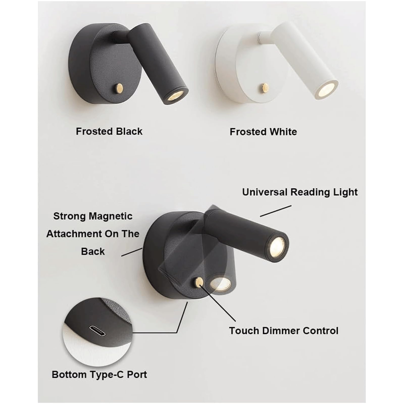 EYPKPL Applique da Parete 40w Faretti da Pavimento Faretti da Pavimento orientabili 90°/350° LED 3000k Illuminazione d'accento for Interni for Quadri Opere d'Arte Luce da toeletta(Wit)
