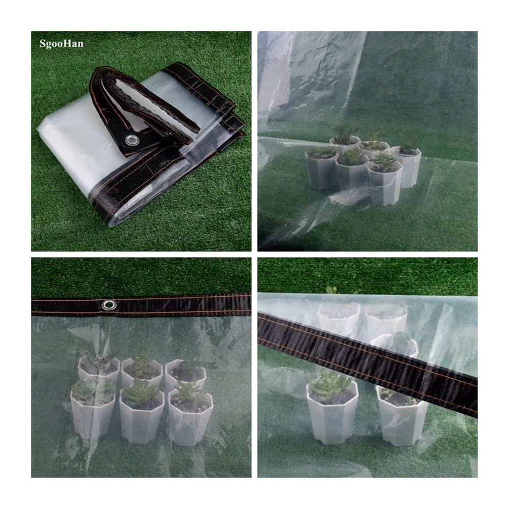 0,1 mm plastikowa przezroczysta folia PE, odporna na deszcz, tkanina, ogród, balkon, szklarnia, sukulent, utrzymuje ciepło, wodoodporna tkanina, czarna krawędź, 2 x 3 m