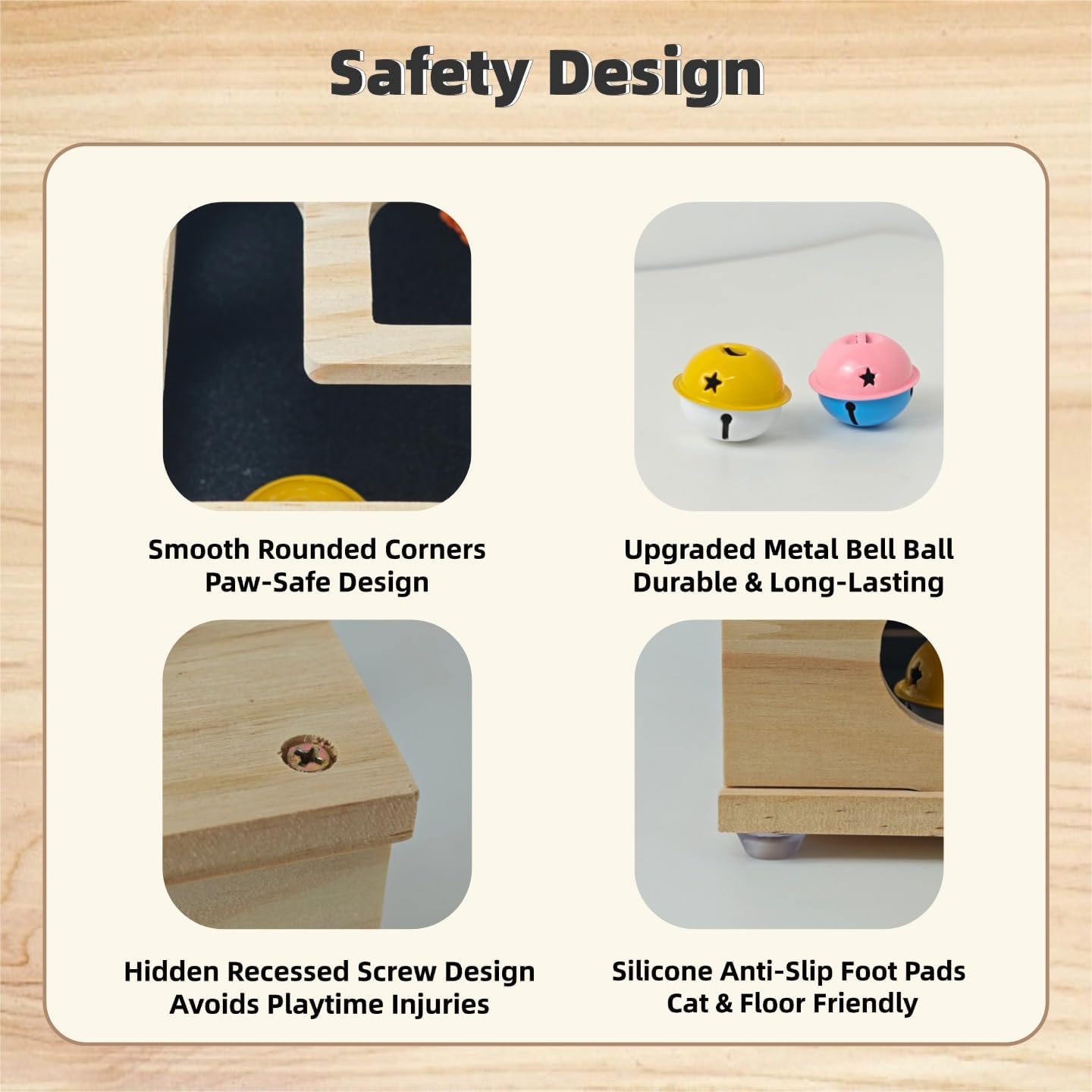 Cat Toys Interactive Wooden Cat Scratcher Puzzle Box & Nail File image 4