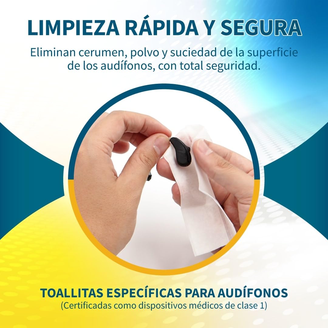 Toallitas limpiadoras para audífonos, toallitas higienizantes en caja (180)