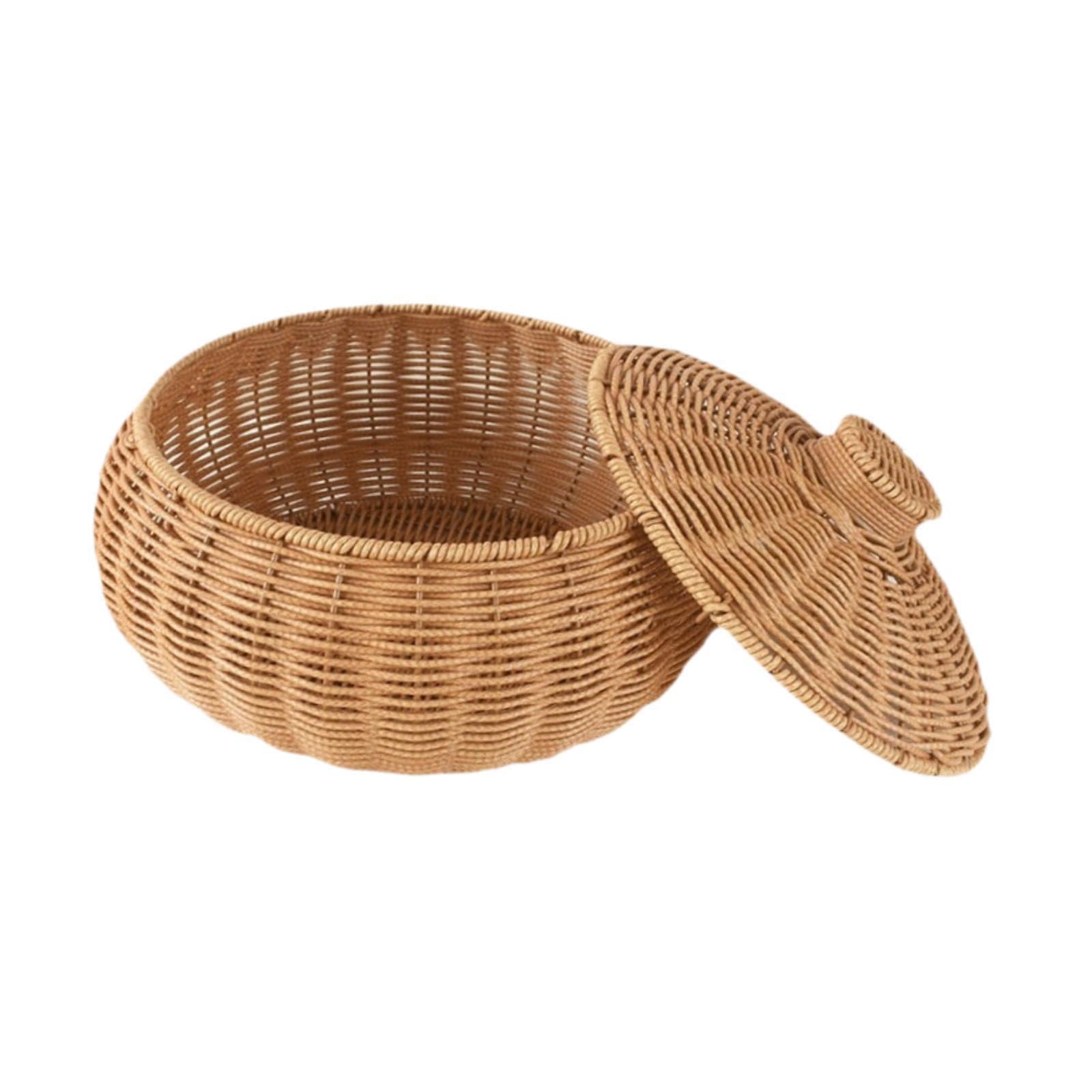 Yixannx Versatile Storage Hand Woven Tray Tissue Toilet Basket Rattan Wicker Storage Basket Easy Organization And Access Rattan Wicker Home Decoration Flat