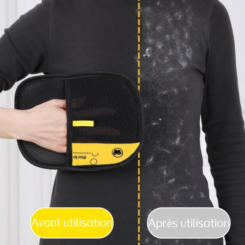 animouf Gantitouf Gants de Toilettage Double Face Anti - Statique, Réutilisable et Respirant, pour Enlever Les Poils de Chien et Chat sur Canapé, Tapis, Vêtements
