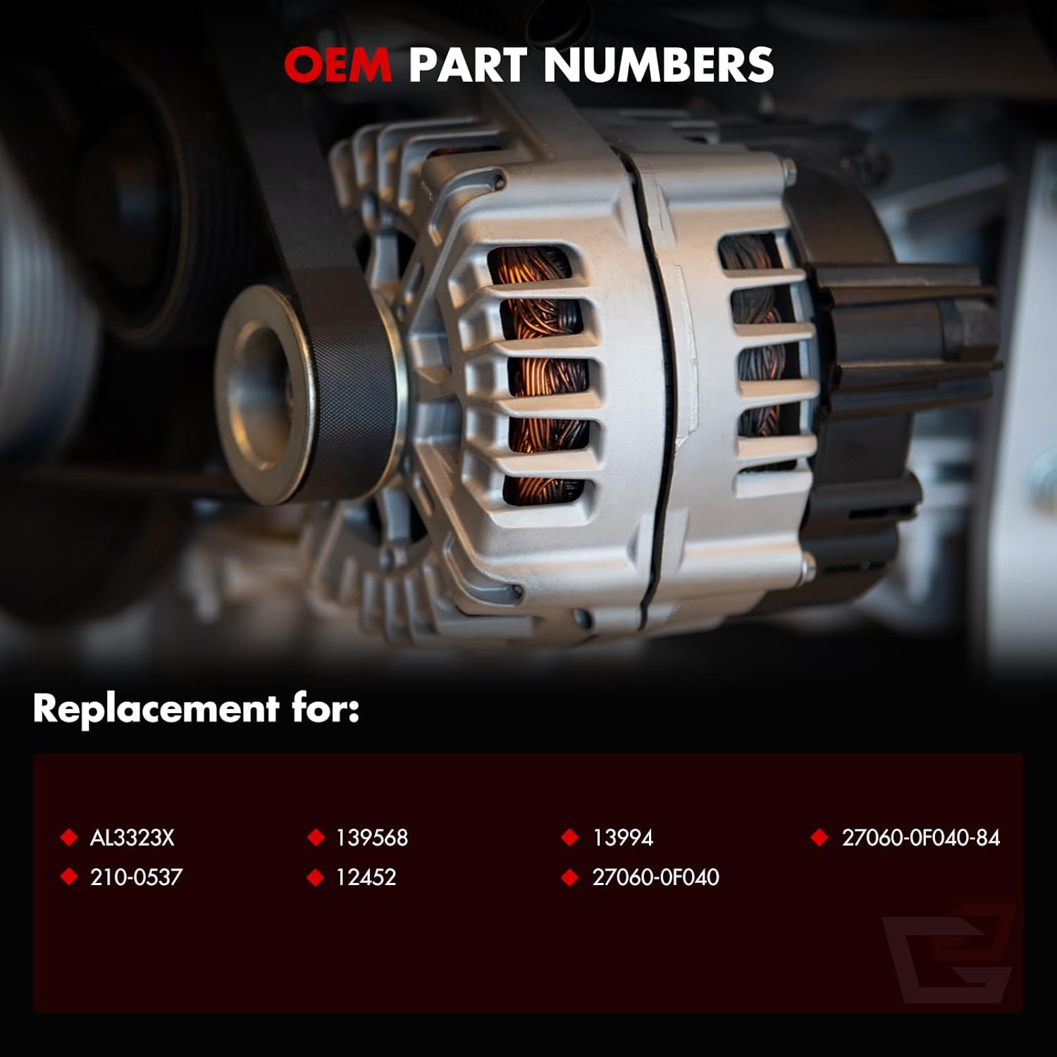 Alternator Fit V8 4.7L for Toyota 4Runner 2003-2009 for Sequoia 2003-2007 for Land Cruiser 2005-2007, for Lexus for LX470 2006-2007 for GX470 2003-2009, 130Amp/12Volt, 13994 27060-0F040