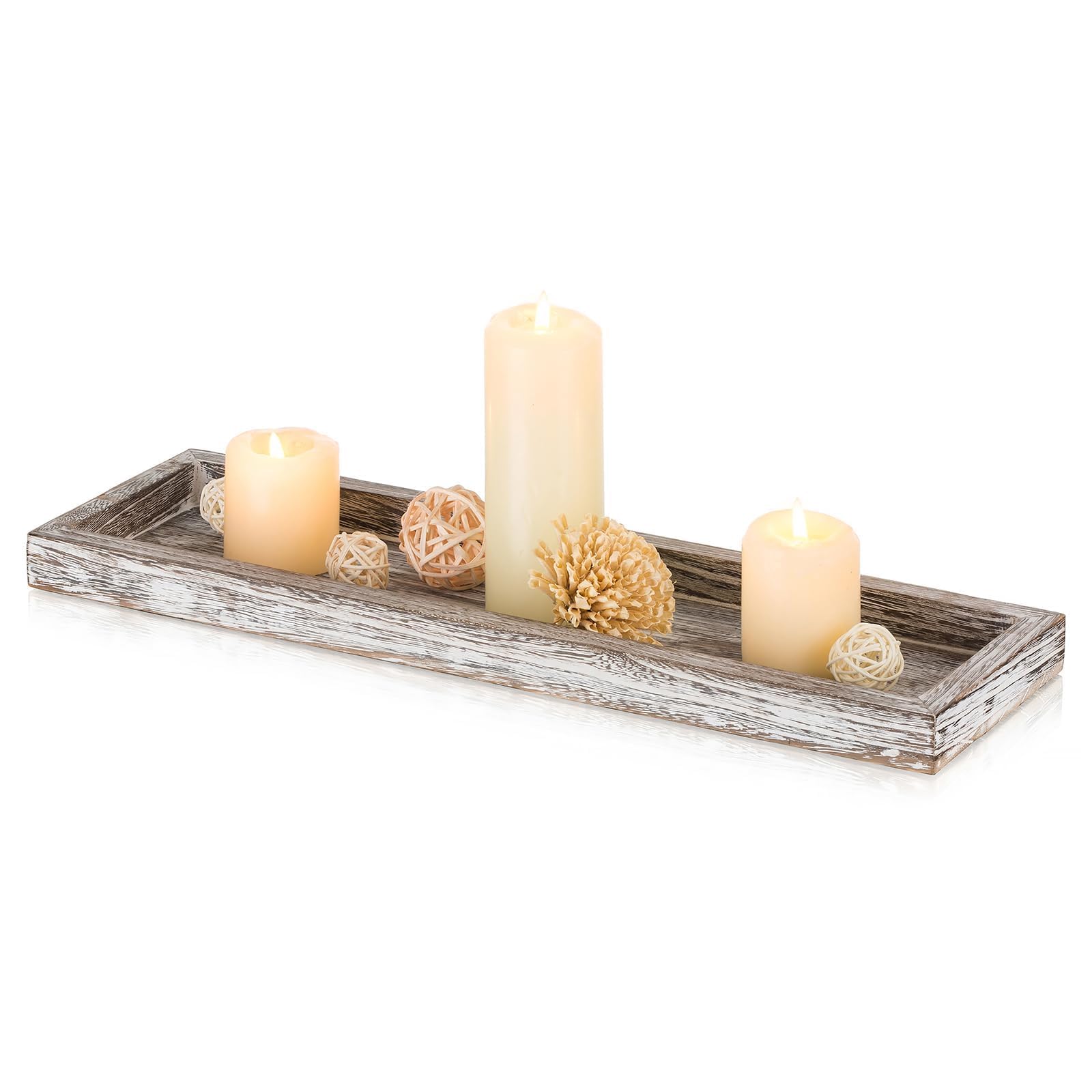 Vassoio Legno Hodeframe - Vassoio Portacandele Rettangolare Decorativo Per Casa E Centrotavola - Foto 10