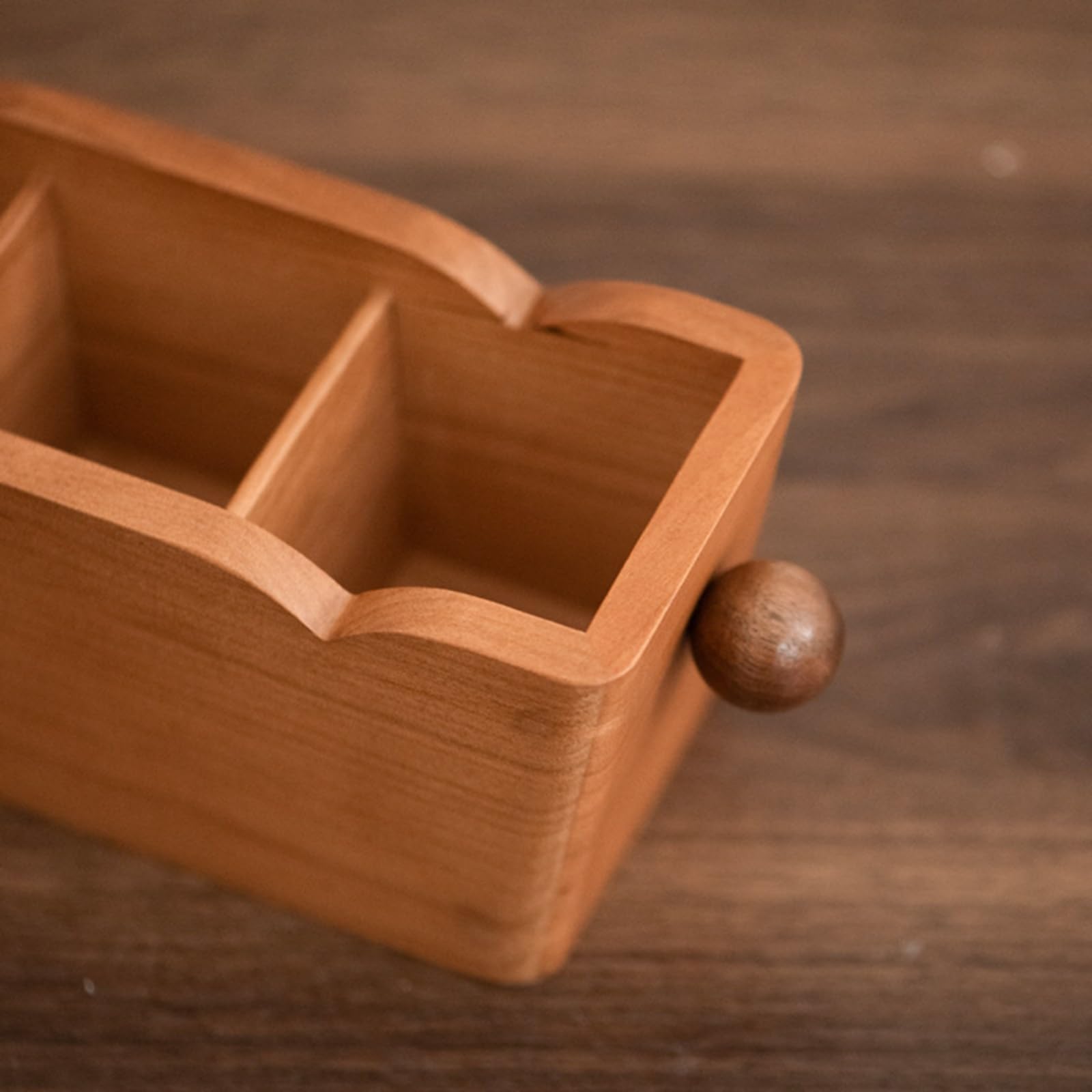 Baoblaze Contenitore da Tavolo in Legno di con Finitura Rustica E Due Scomparti Separati per Telecomandi E Chiavi Adatto per Ingresso Living, 3-Comp Cherry-walnut
