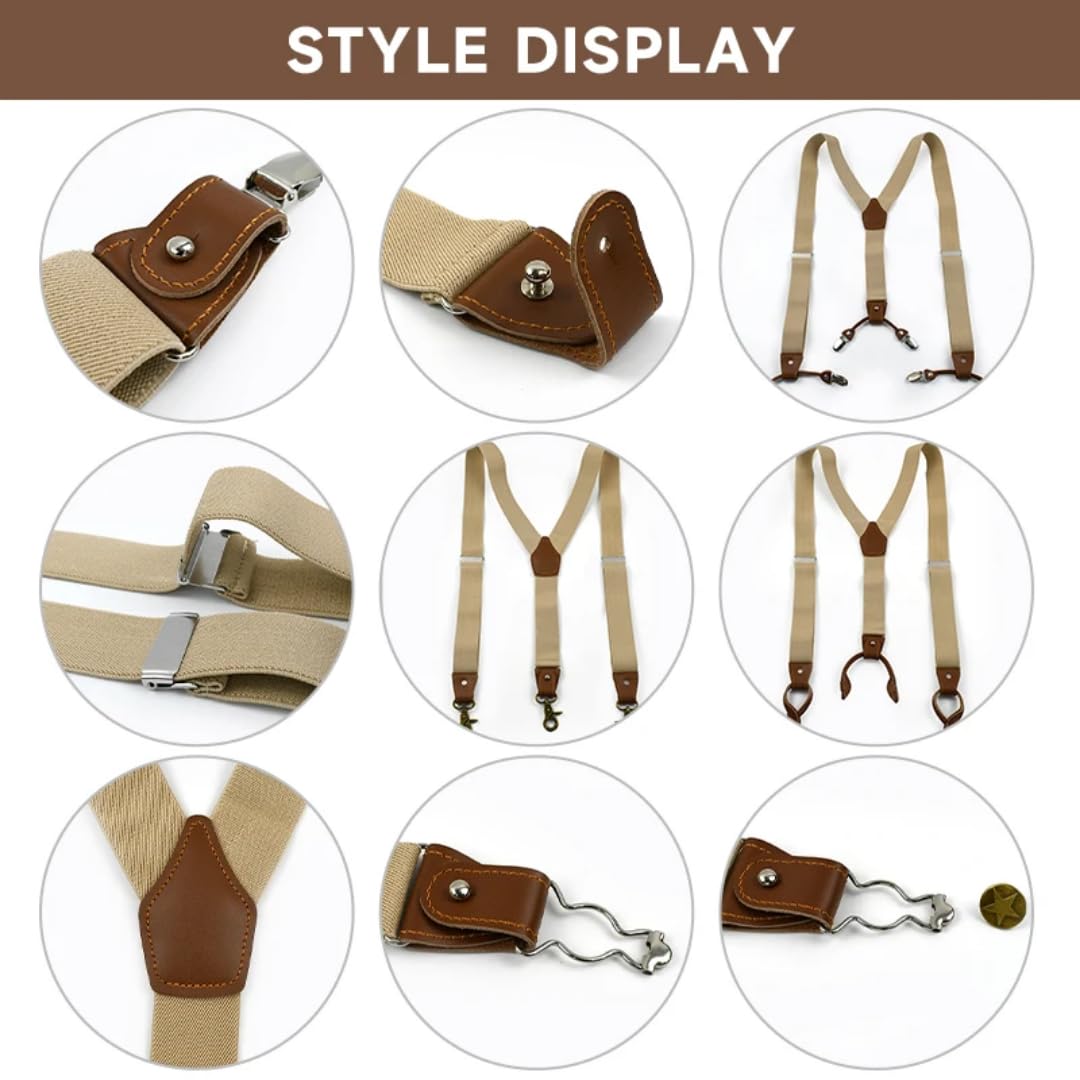 Tirantes Suspender Hombre Tirantes Multi-Set Traje Tirantes De Trabajo Cuero Elástico Hombre
